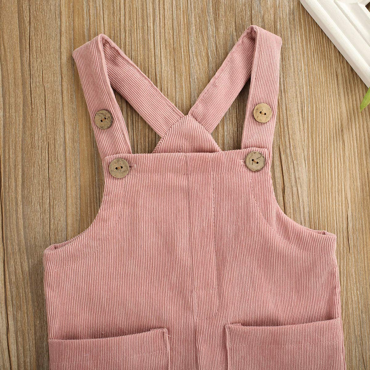 Unisex Clothes Toddler Baby Girl Boy Solid Romper Overalls One Piece Bodysuit Suspender Jumpsuit Bib Pants Velvet Outfit B-Pink