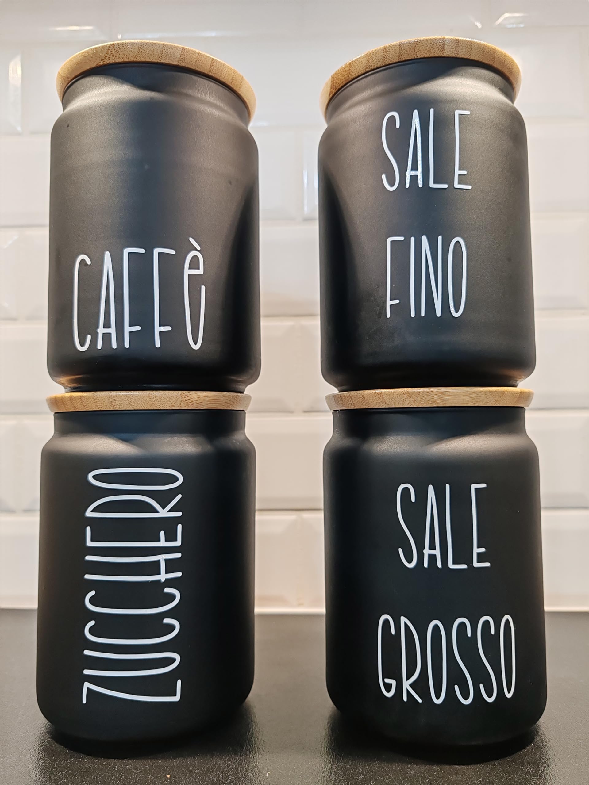 DISPENSA DA CUCINA Adesivi in vinile per etichette di barattoli da cucina, etichette per zucchero da tè e caffè, contenitori per dispensa, barattoli di vetro, organizzazione - Tipo 4 - Italia