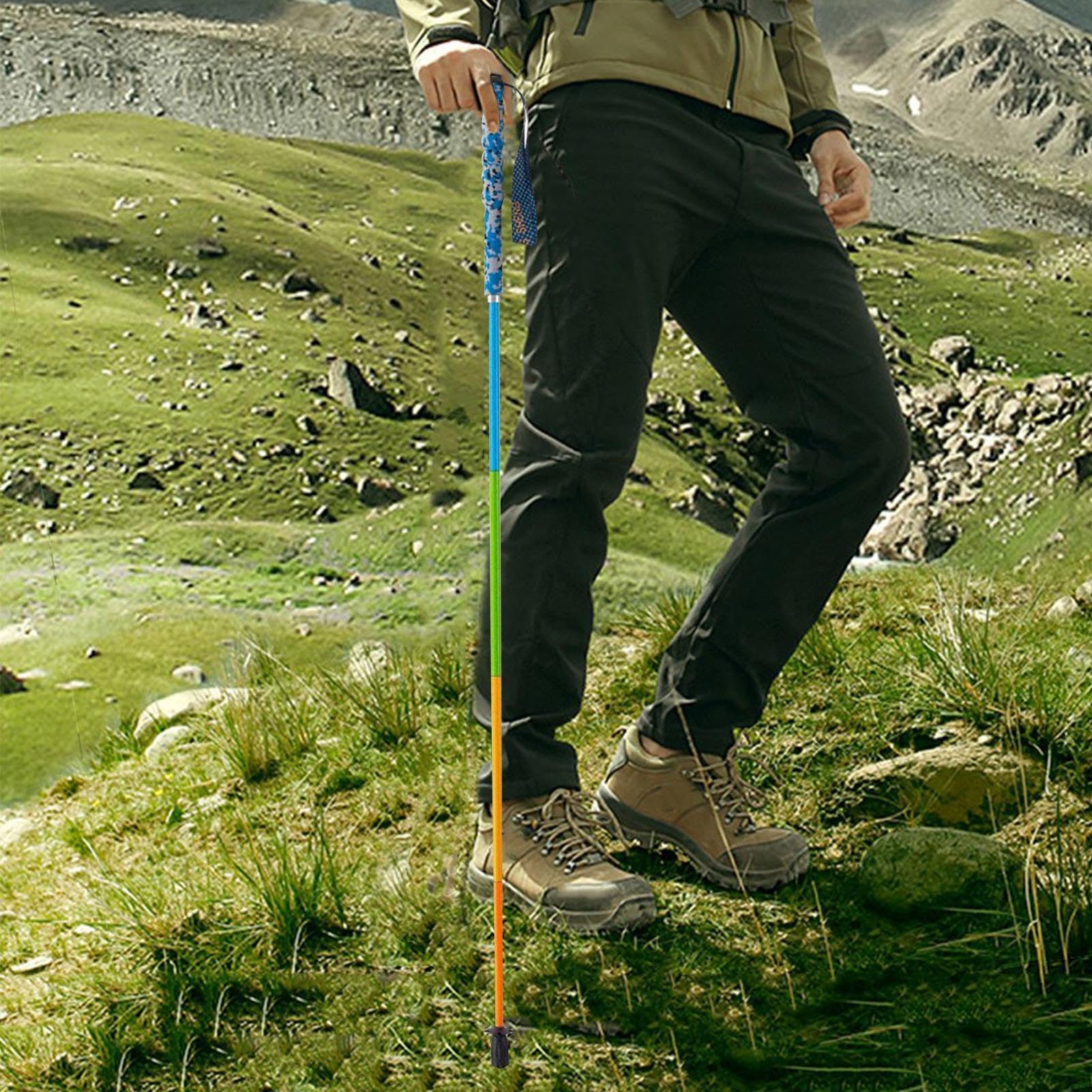 Kijki alpinistyczne, 5 części, składane kijki trekkingowe z włókna węglowego, ultralekkie kijki trekkingowe, wsparcie równowagi, lekkie kijki trekkingowe, łatwe w użyciu, przenośne dla kobiet i