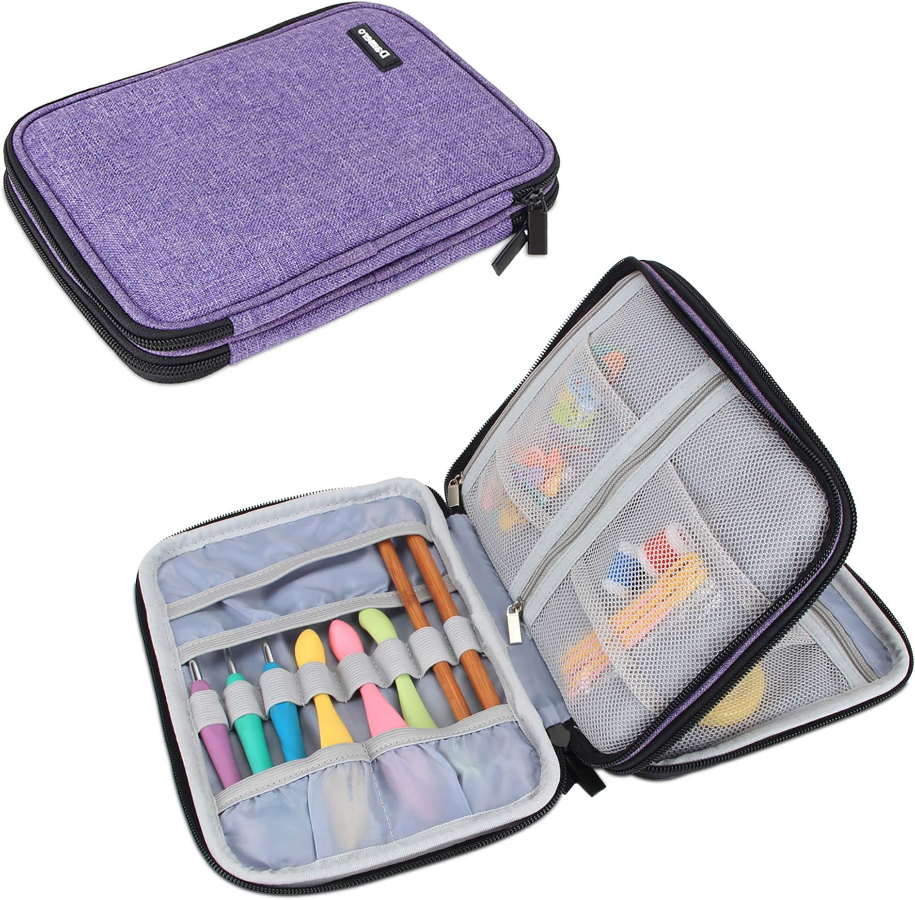 KOKNIT DIY Crochet Needle Case, Zipper Storage Organizer