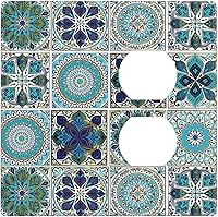 Vista 201 de Azulejo mediterráneo azul de 1 banda cubierta de toma de corriente Talavera mosaico mexicano marroquí mosaico dispositivo de palanca individual