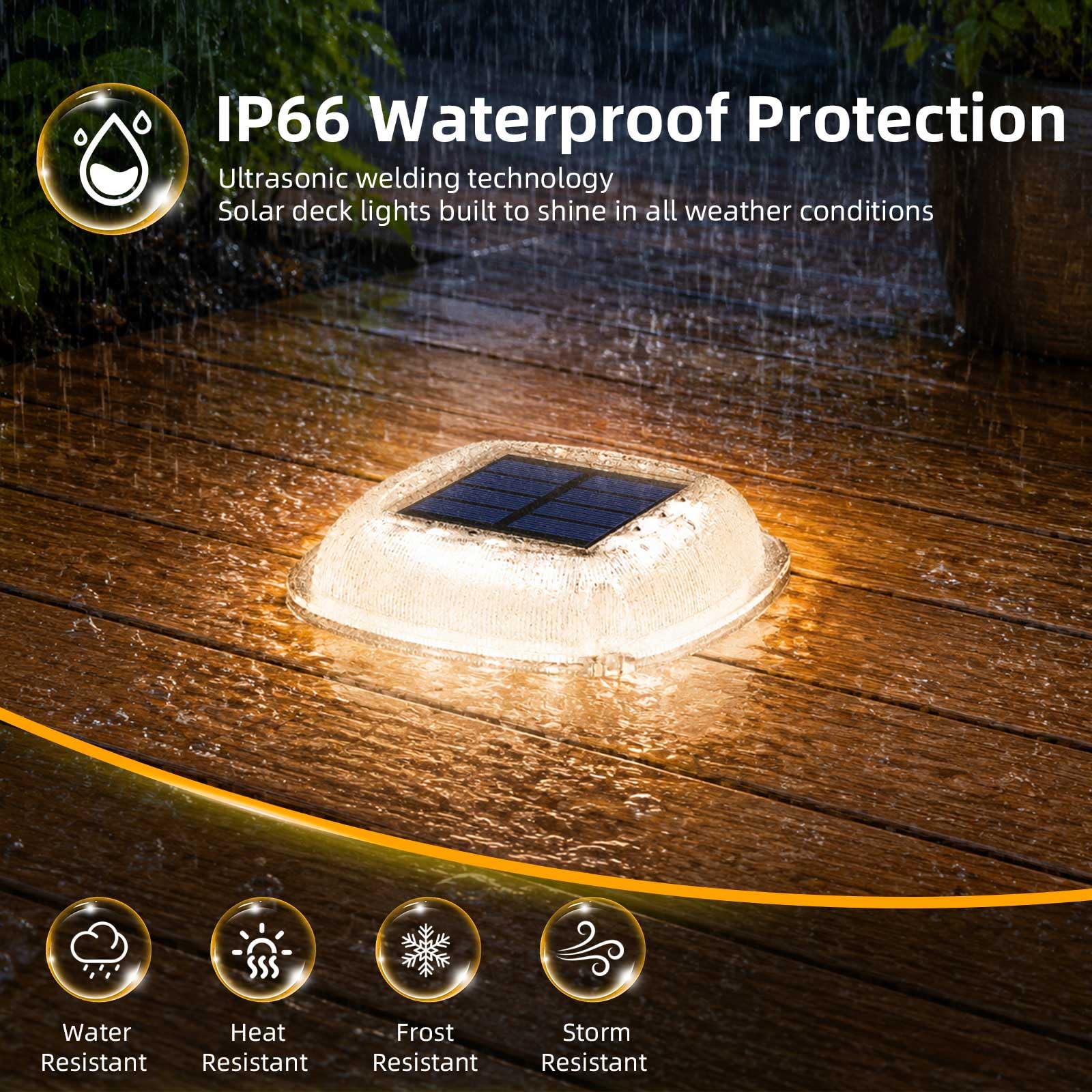 Lacasa Luci Solari da Giardino, 4 Pezzi Luce Solare Esterno Lampade Solari | 2 Colori Bianco/Bianco Caldo, IP66 Impermeabile, Auto On/Off, 50LM LED Luci per per Sentieri Passo Vialetto Scale Terra Prato