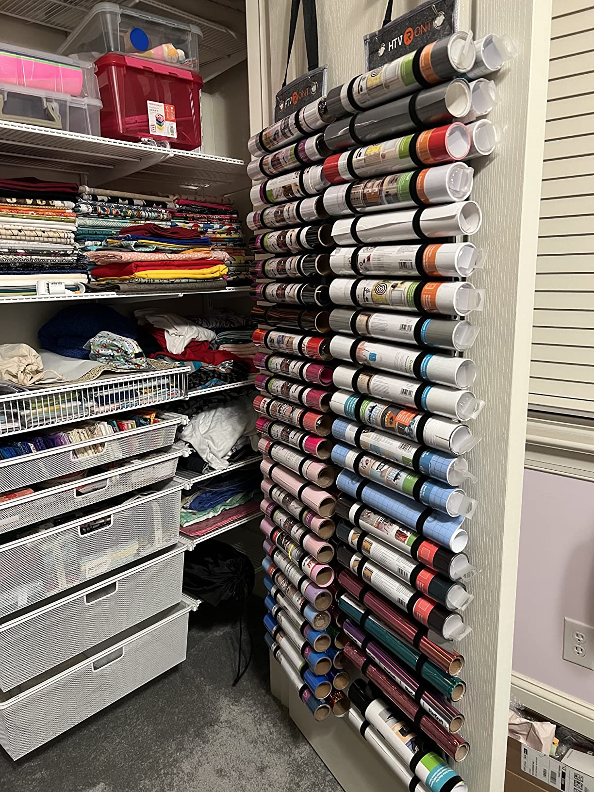 3/mo Finance HTVRONT Vinyl Storage Organizer, Vinyl Roll Holder Holds Up to 48 Rolls, Grey