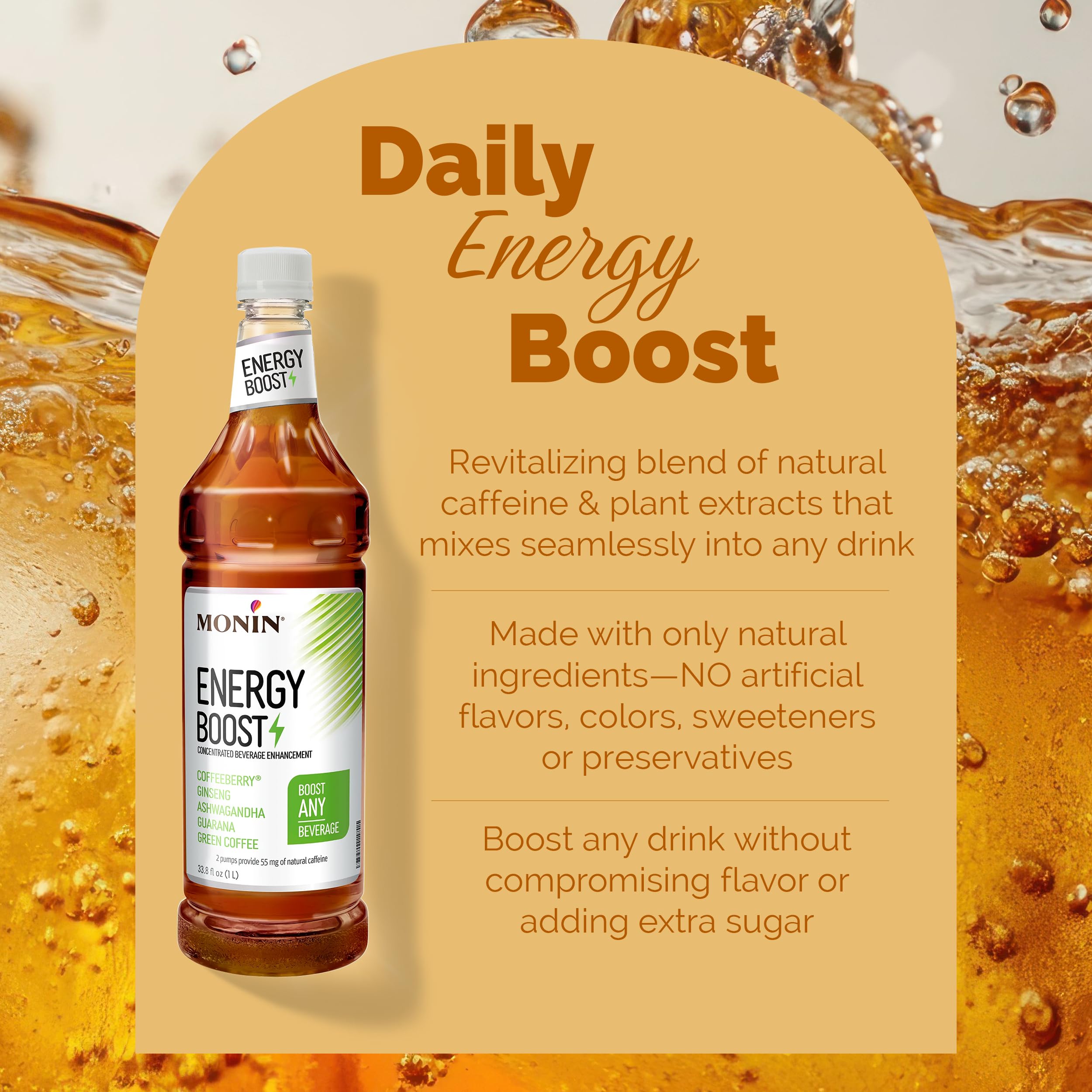 Amazon.com: Monin - Energy Boost, Liquid Energy, Subtle Tea Flavor