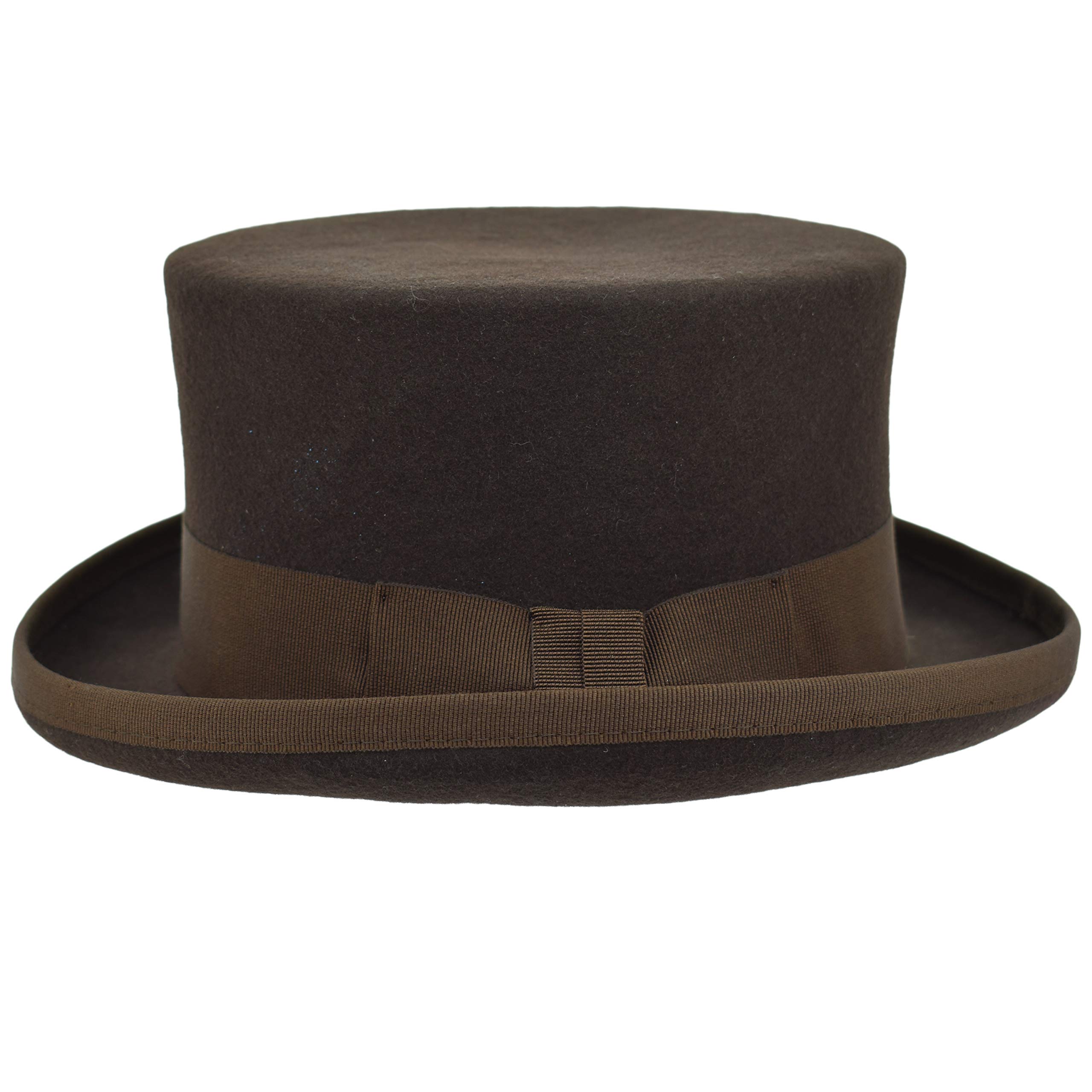 Chapeau demi-cylindre en feutre de laine pour homme femme été hiver - Marron - M
