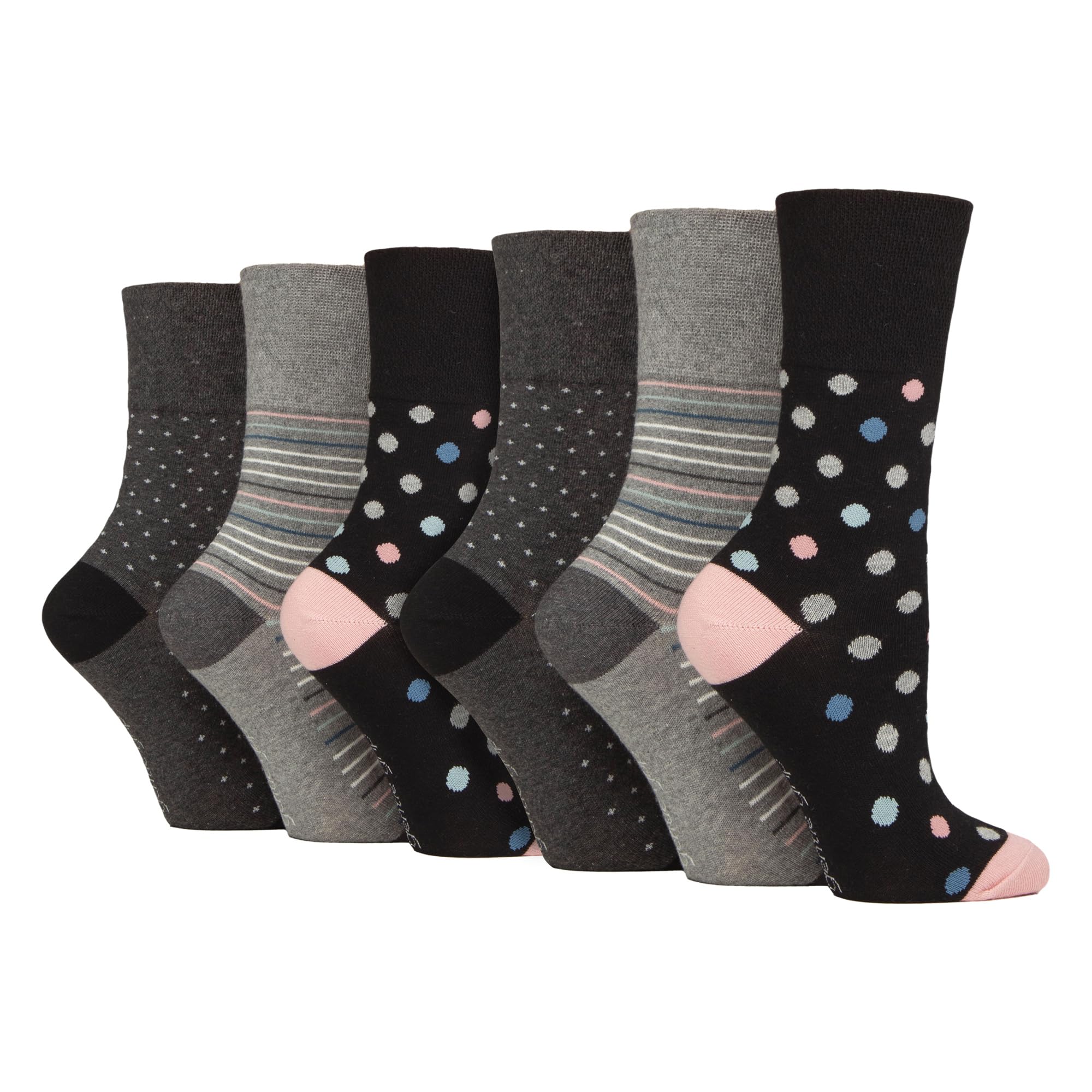 Sock Shop Gentle Grip Women's Solrh270 6 Pairs Sockshop Cotton Socks | Gentle Grip | 4-8 Uk (Uk, Numeric, 4, 8, Regular, Regular, )
