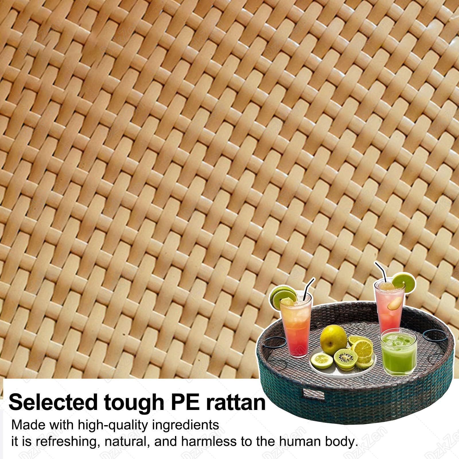 Bandeja redonda de ratán, diseño tejido con asas, ideal para desayunos, fiestas, spas, flotadores de piscina, 60 cm, decoración y uso práctico