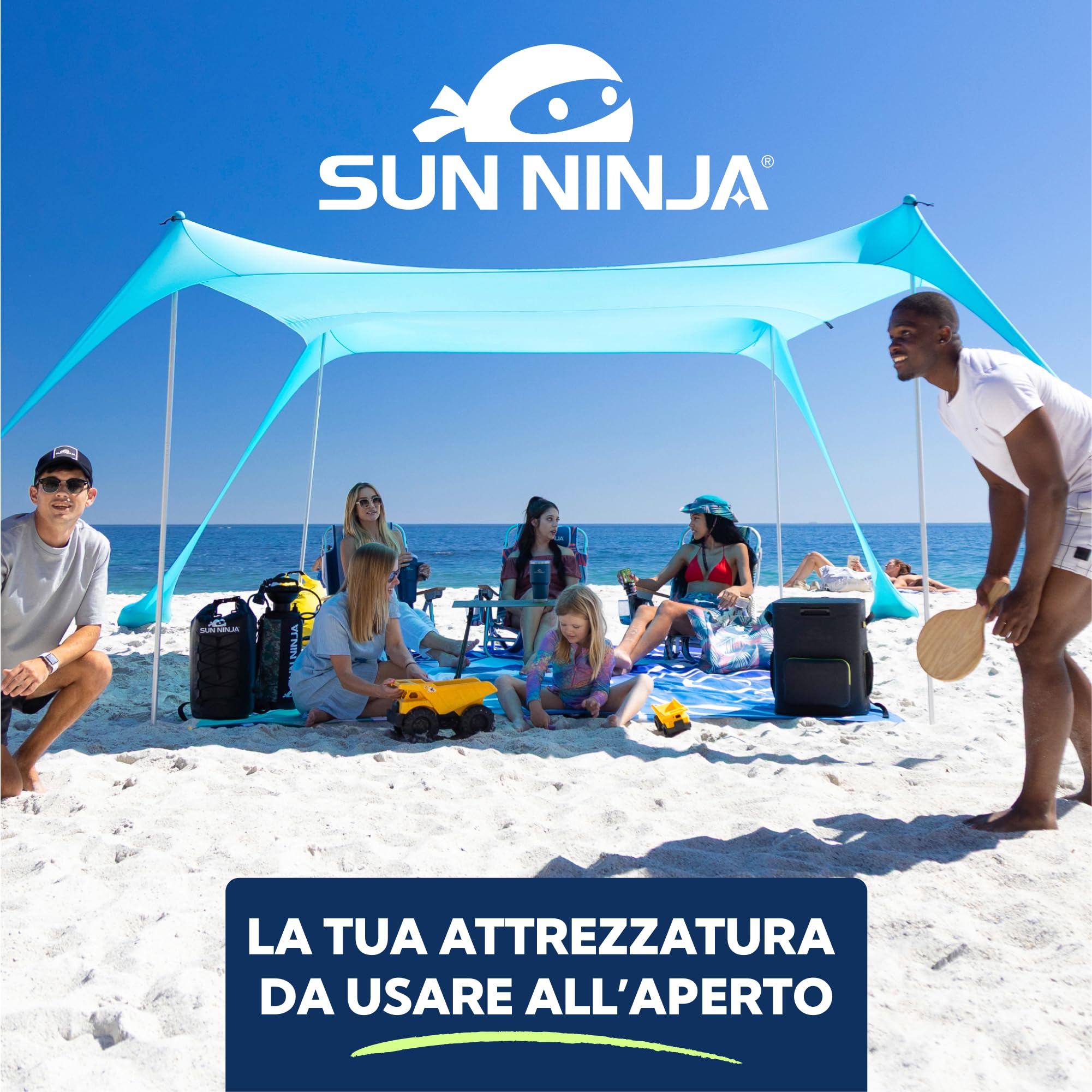 SUN NINJA Borsa da spiaggia in gomma, extra large, impermeabile, in EVA, con manici in corda, per spiaggia