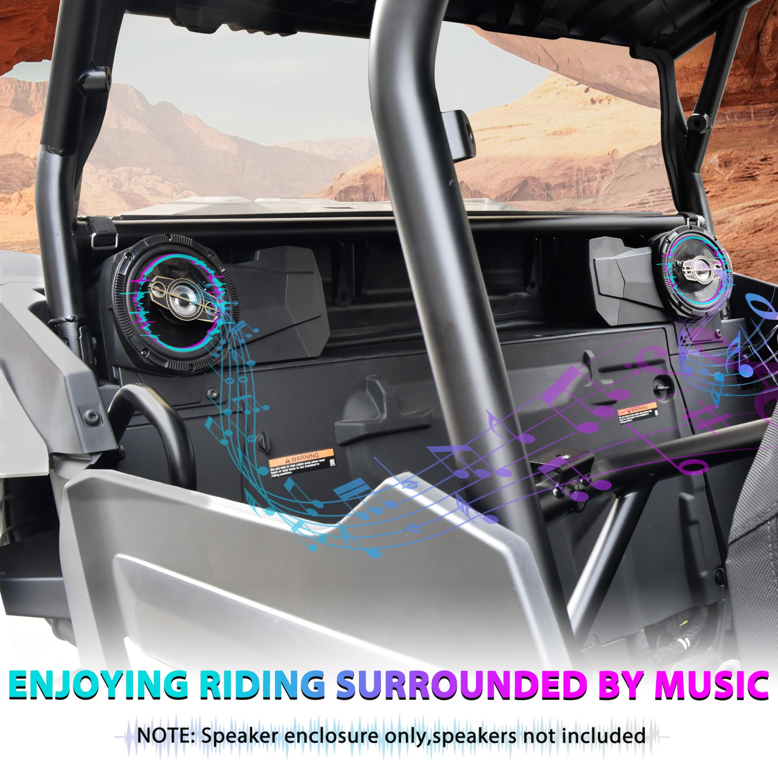 POKIAUTO UTV Speaker Enclosures for 2024+ Polaris RZR, Rear Seat Speaker Pods Mounts Brackets Support 6.5