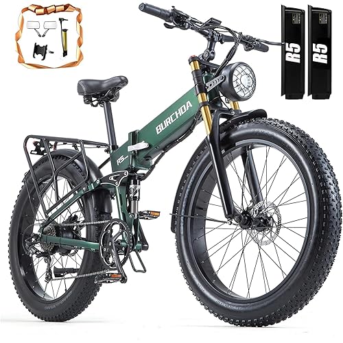 Electric Bike for Adults Dual Motor 2000W/1000W 48V 60Ah/30AH/20Ah Long Range ebike Removable Battery 26" Fat Tire Off Road Mountain Full Suspension Electric Bicycle,Dual Hydraulic Brakes,32mph/30mph
