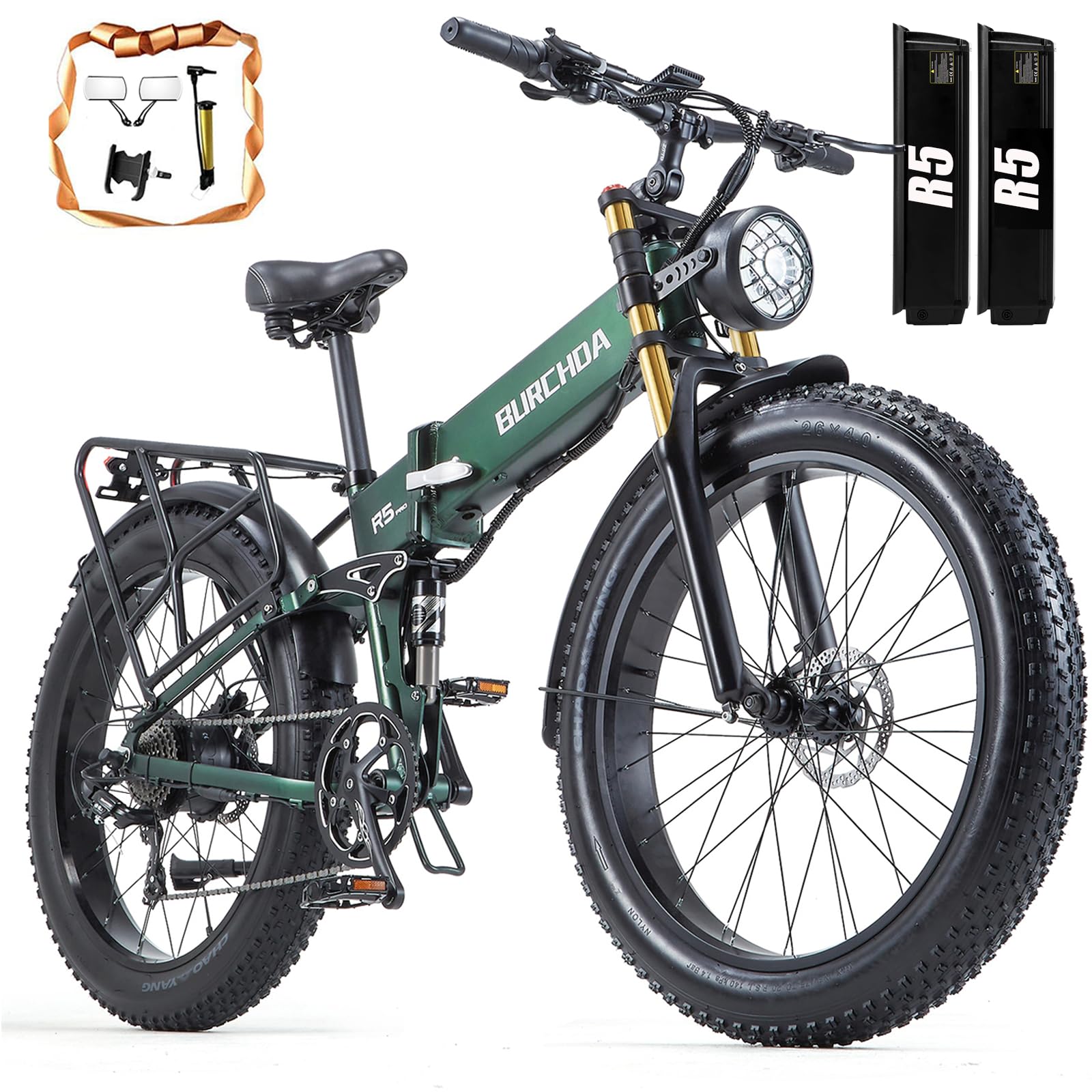 Electric Bike for Adults Dual Motor 2000W/1000W 48V 60Ah/30AH/20Ah Long Range ebike Removable Battery 26" Fat Tire Off Road Mountain Full Suspension Electric Bicycle,Dual Hydraulic Brakes,32mph/30mph