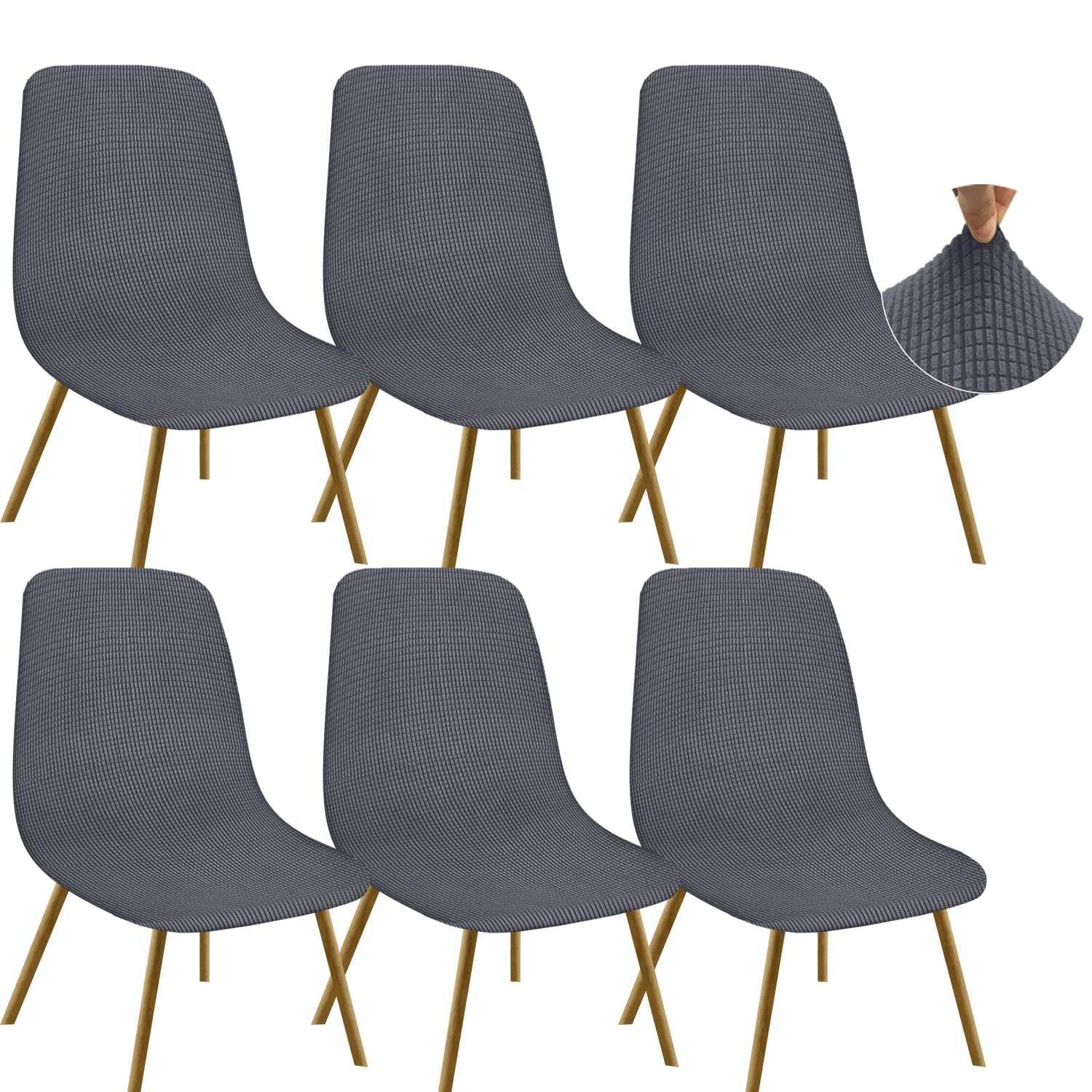 Granbest Fundas elásticas para silla, de jacquard, para hotel, banquete, boda, fiesta (juego de 6, caja gris)