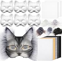 Seenelling DIY Therian Cat Mask Kit: Blank Masks, Felt Sheets, Faux Fur & Eye Mesh for Custom Therian Gear