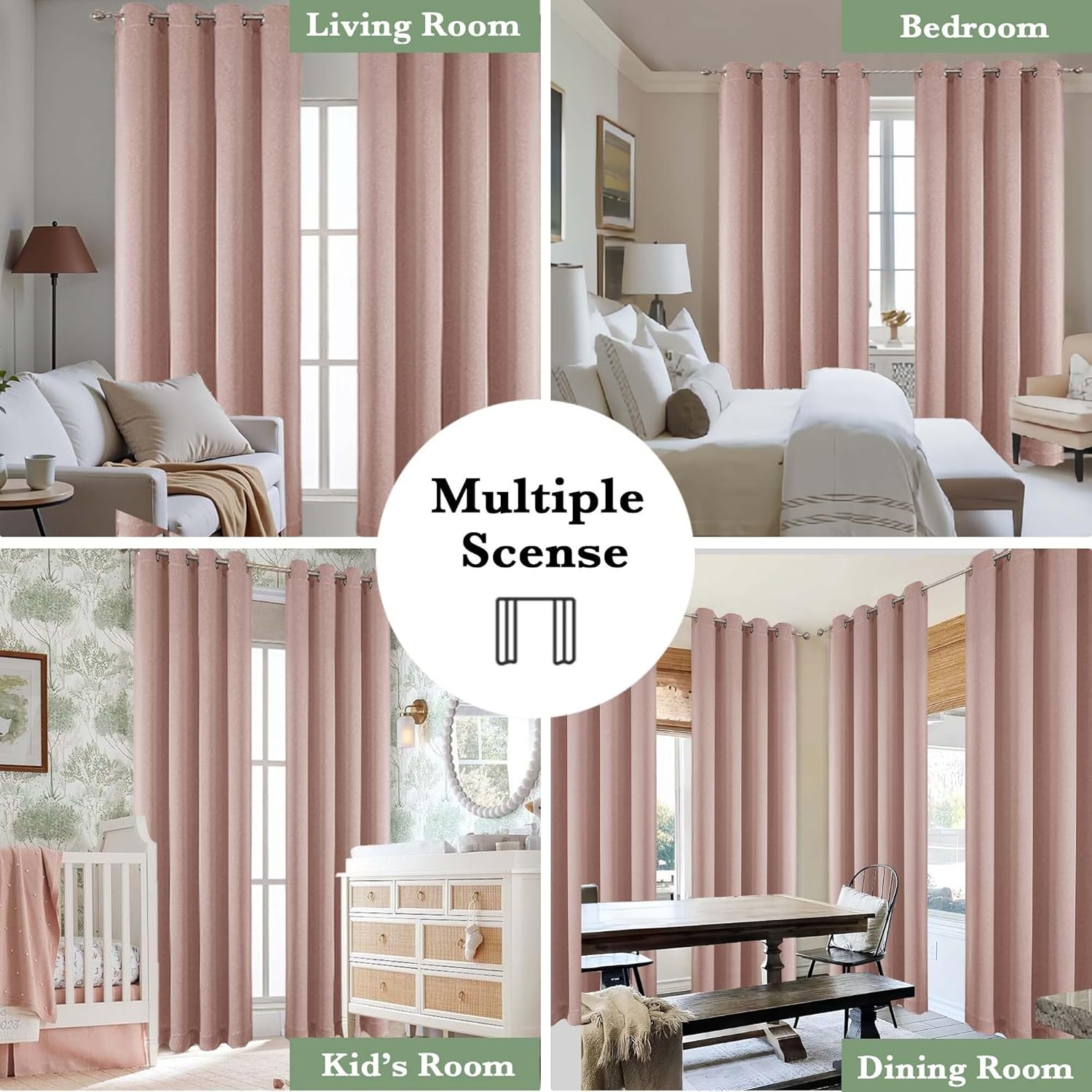 OWENIE Blackout Curtains 84 Inches Long 2 Panels for Bedroom Living Room, Thermal Insulated Grommet Top Drapes, Soundproof Energy Saving Room Darkening Panels, 50" W x 84" L, Blush Pink