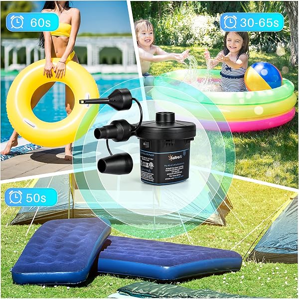 AstroAI 120V AC/DC Electric Air Pump for Inflatables Air Mattress ...