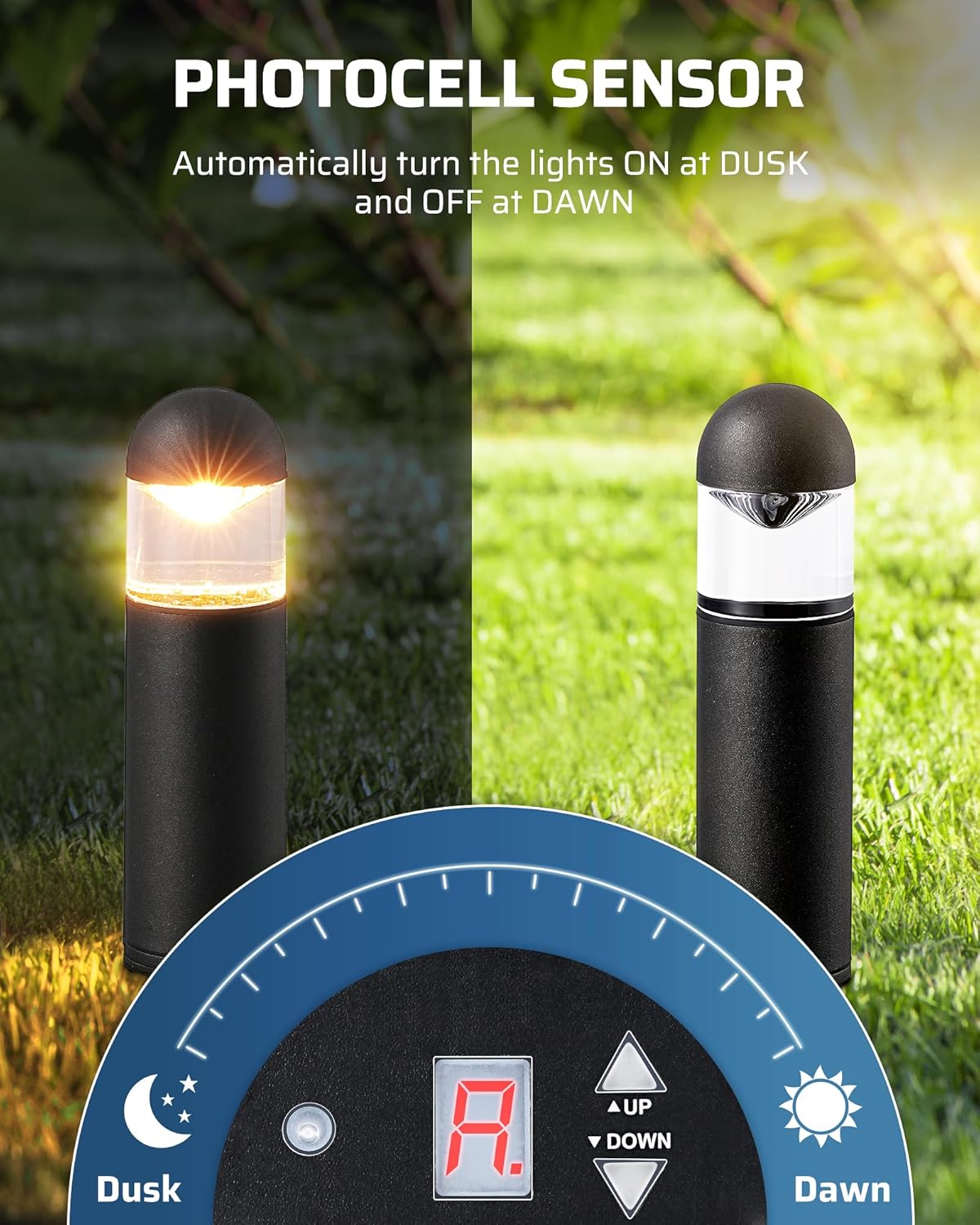 DEWENWILS 150W Low Voltage Landscape Lighting Transformer, 120V to 12/15V AC, Metal Shield, Outdoor Low Voltage Landscape Transformer, Photocell & Timer, Landscape Lighting Transformer - Image 3