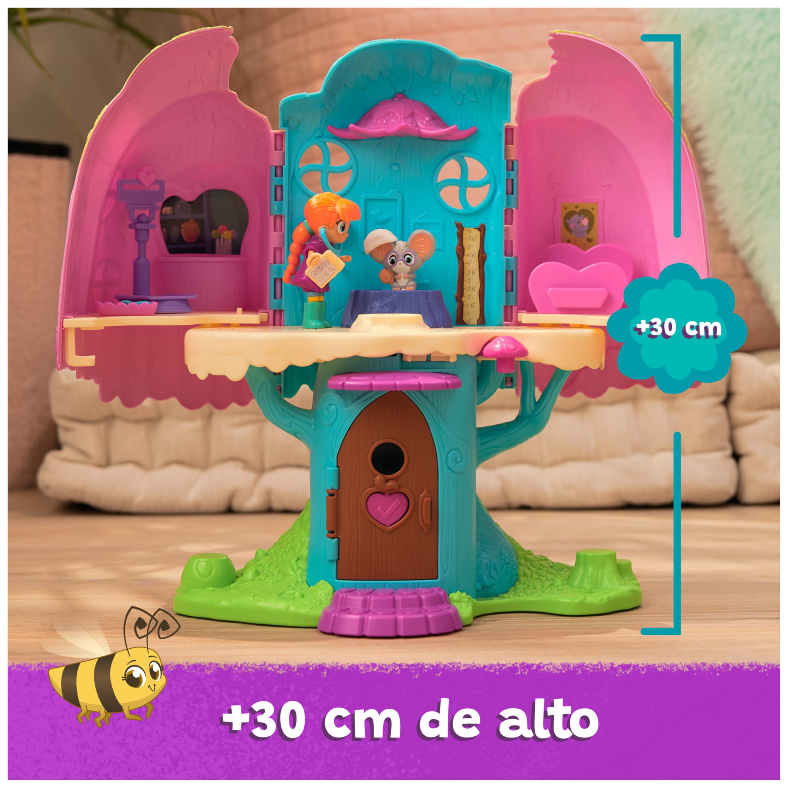 Vida The Vet - Pack Clínica Veterinaria Casa del Árbol con Figuras de Vida y Sunny + Accesorios - Vida la Veterinaria Juguetes - Juguetes niñas 3 años + - Regalo Niña 3 Años + Casa Muñecas