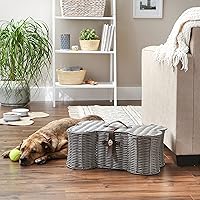Vista 5 de Bone Dry Pet Storage Collection - Cesta de juguetes, tamaño mediano, 21 x 13 x 8 pulgadas, mimbre de plástico gris