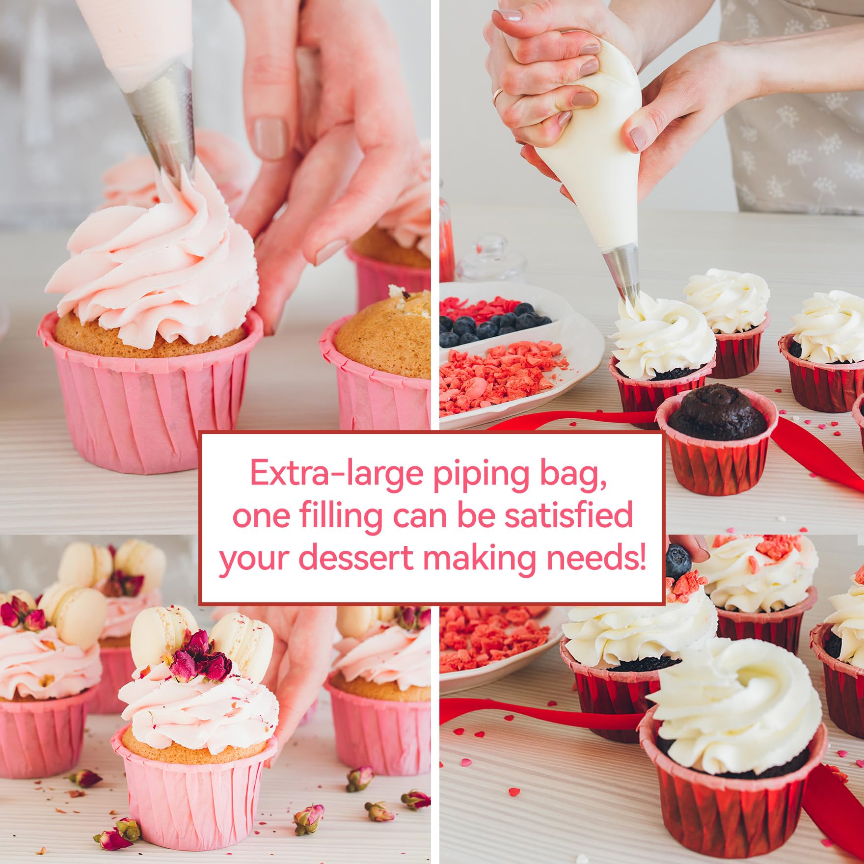 Klmnop Einweg-Spritzbeutel, 61 cm, extra groß, 200 Stück, Einwegspritzbeutel, rutschfest, bruchsicher, verdickte Spritzbeutel für Kuchen, Gebäck, Dessert-Dekoration (transparent)