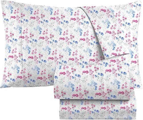 Miniatura 7 de KACEMOO Juego de sábanas Queen de 4 piezas con estampado floral beige, juego de sábanas bohemias de microfibra con bolsillo profundo, lujosas,