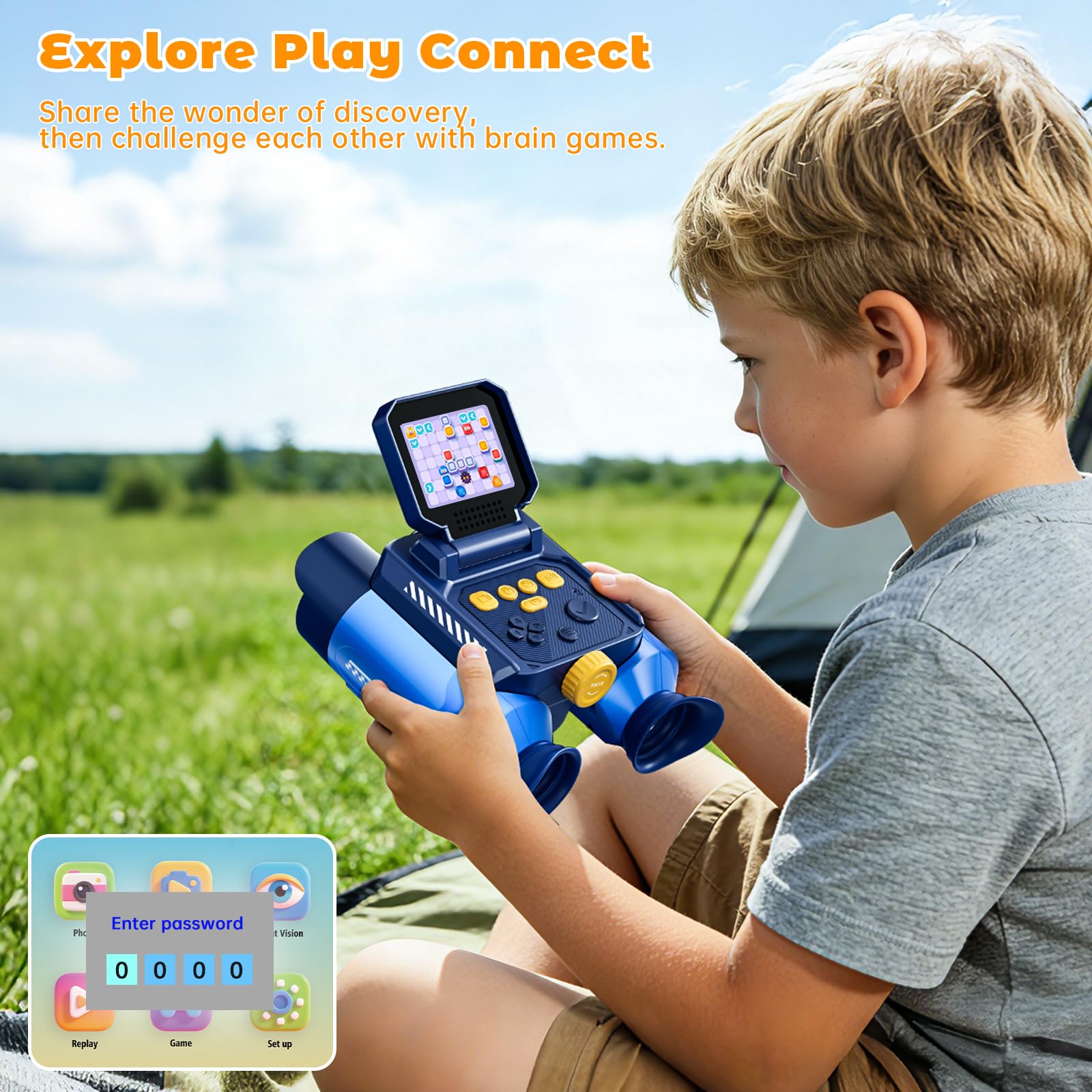 Fernglas für Kinder mit Nachtsicht, Naturforschungsspielzeug mit 6,1 cm IPS-Display, 10-facher optischer Zoom, 48 MP FHD-Digitalkamera, STEM-Spielzeug für Jungen und Mädchen