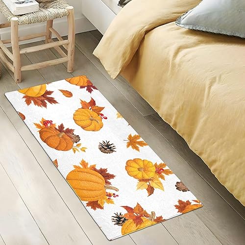 Miniatura 6 de Fluffy Floor Carpet 39x20in- Pumpkins and Yellow Maple Leaves in AutumnFront Door Mat Indoor Machine Washable Carpet,Aesthetic Rug