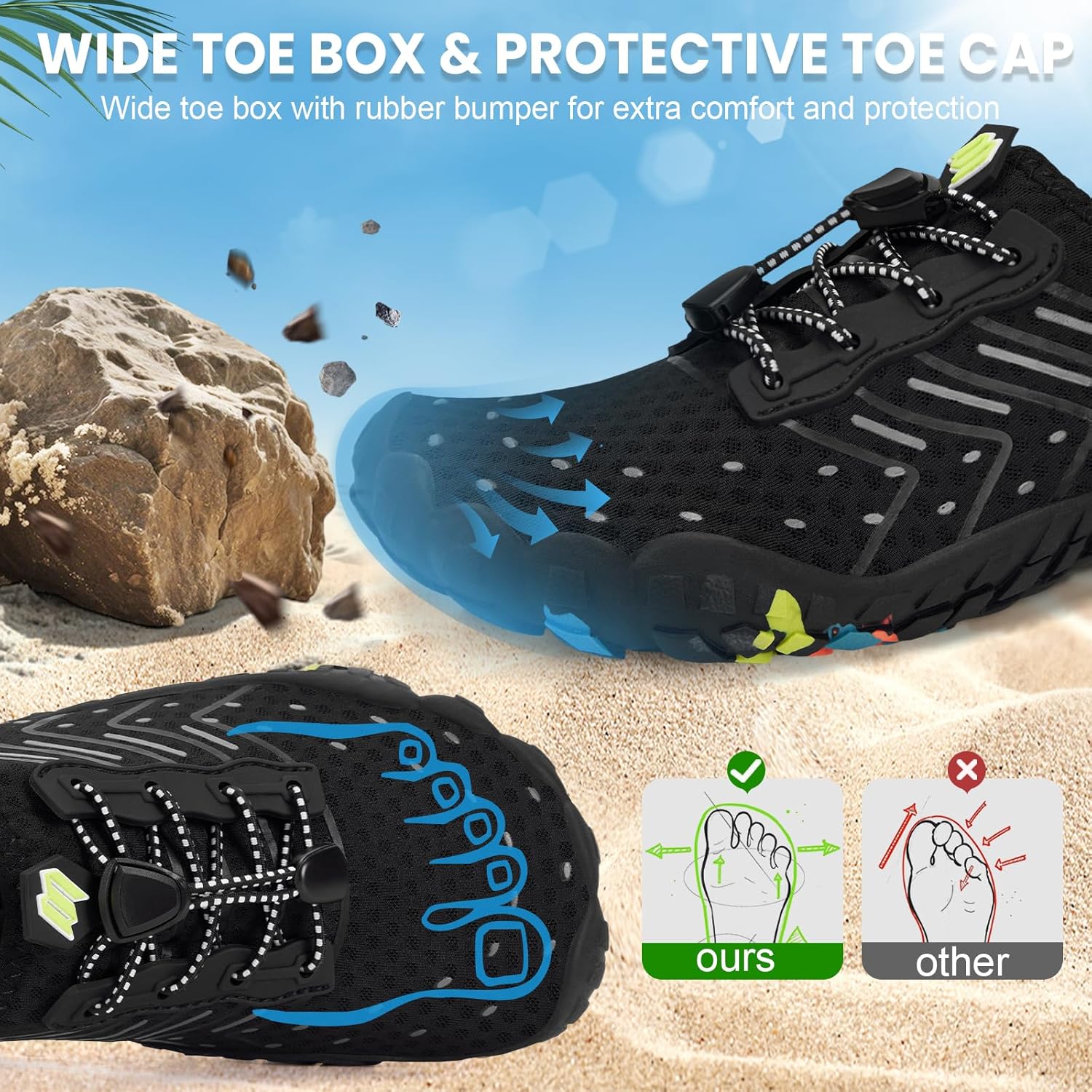 Hike Barefoot Shoes Women Men Footwear Wide Toe Quick-Dry Pro Barefoot Beach Swim Minimalist Grounding Shoes Breathable Non-Slip Grounded Footwear for Walking Kayaking Hiking Surfing - Image 5