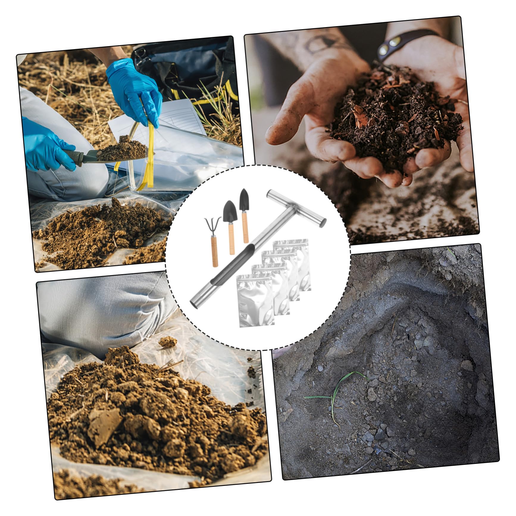 ORFOFE Edelstahl T Griff Bodenprobennehmer Bodensonde Langlebig Rostfrei Scharfes Probenahmegerät für Gartenarbeit Rasenpflege Landwirtschaft und Professionelle Bodentests