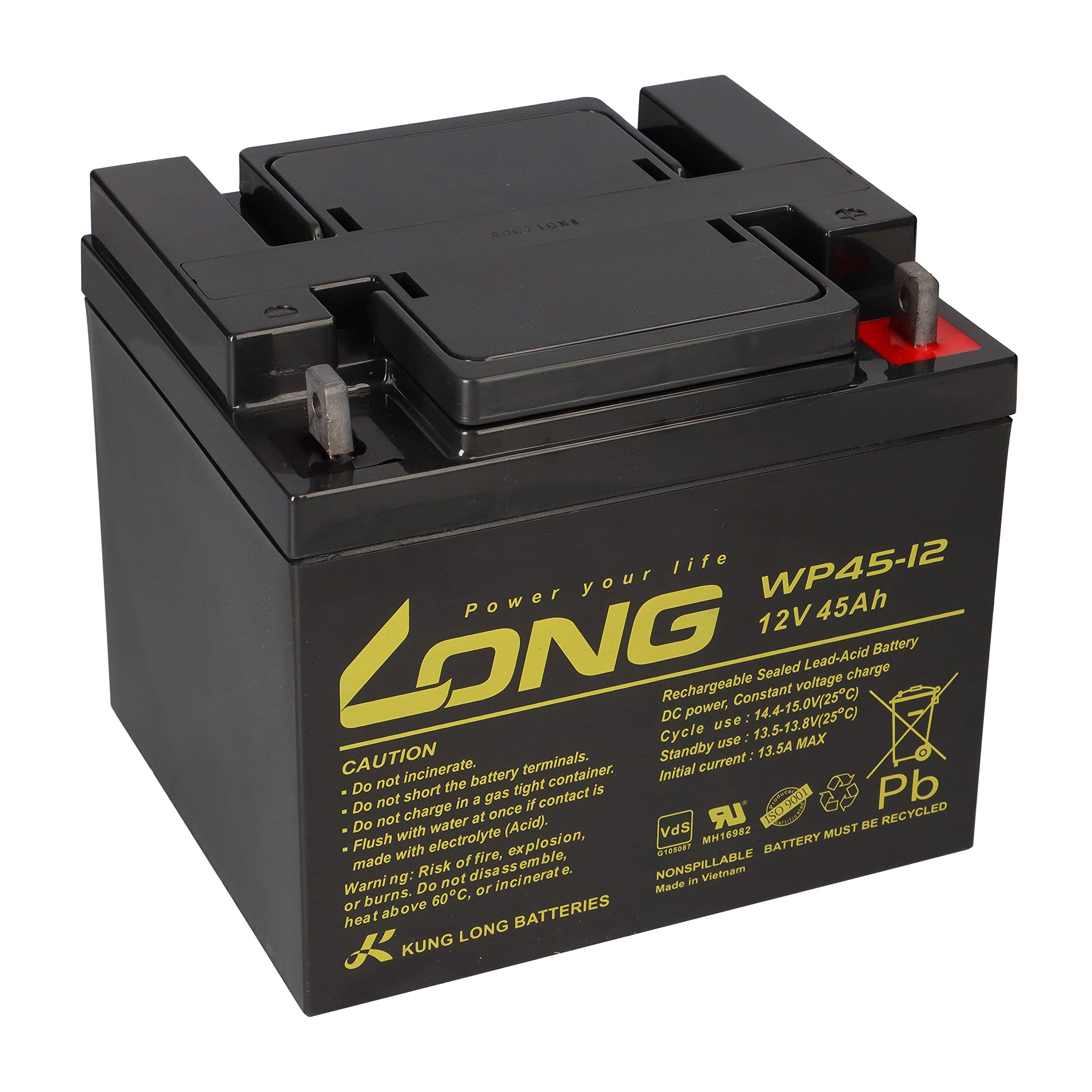 2 baterías AGM de plomo de 12 V y 45 Ah, WP45-12, compatible con MP45-12, NP38-12I, 38Ah, 39Ah, 40Ah, 42Ah, 44Ah, 50Ah