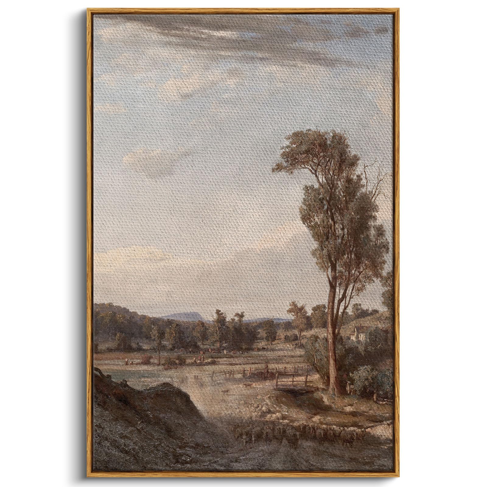 InSimSea Classical Landscape Canvas Wall Art Room Decor, Rustic Countryside Scenery Artworks Canvas Print, Framed Bathroom Pictures Wall Decorations Farmhouse Office Home Wall Decor 24X36 Inch