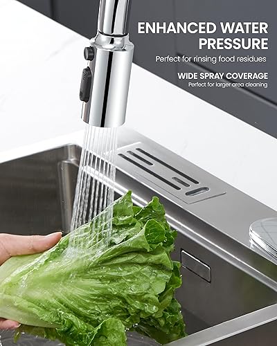 Miniatura 9 de Reemplazo de cabezal de grifo extraíble, cabezal rociador de grifo de cocina de 3 funciones, cabezal de grifo de fregadero de cocina con 10
