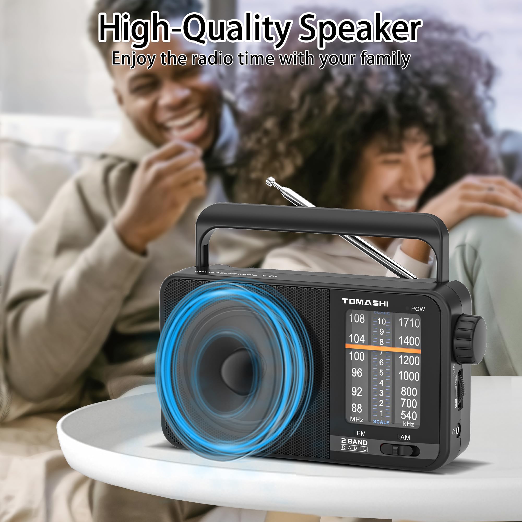 TOMASHI Rádio Portátil Am/Fm, Rádio Transistorizado com Excelente