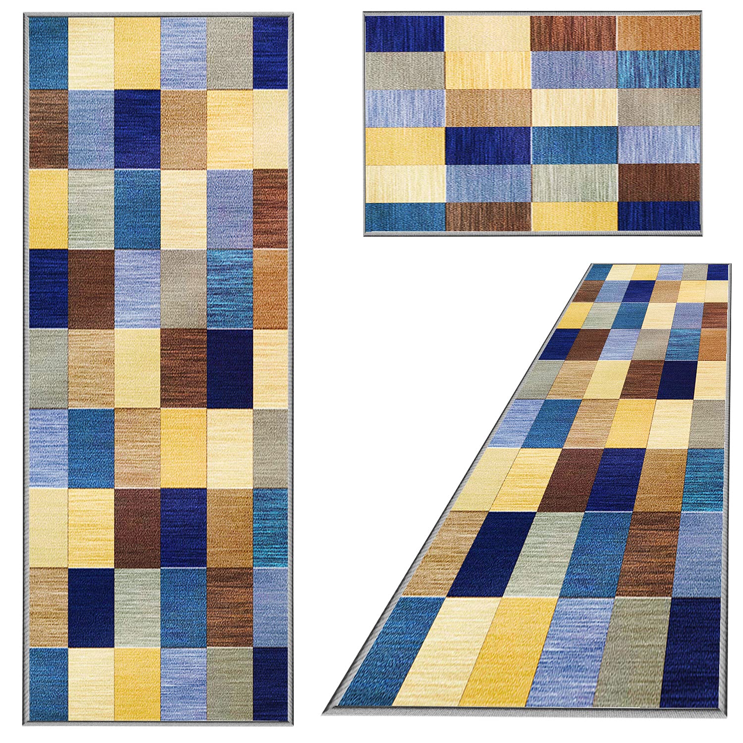 Dywan chodnik 40 x 280 cm, na zewnątrz, chodniki lateksowe z tyłu, antypoślizgowe, miękkie w dotyku, niskie runo, do kuchni, korytarza, pralni