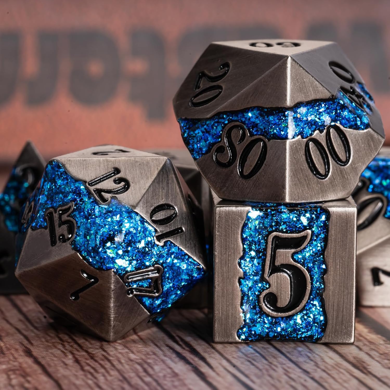 Dice Emporium Sets Set De Dados Poliedricos De 7 Dados Basilisk Blood Teal Pear | Envío Gratis 7 Wonders Dice