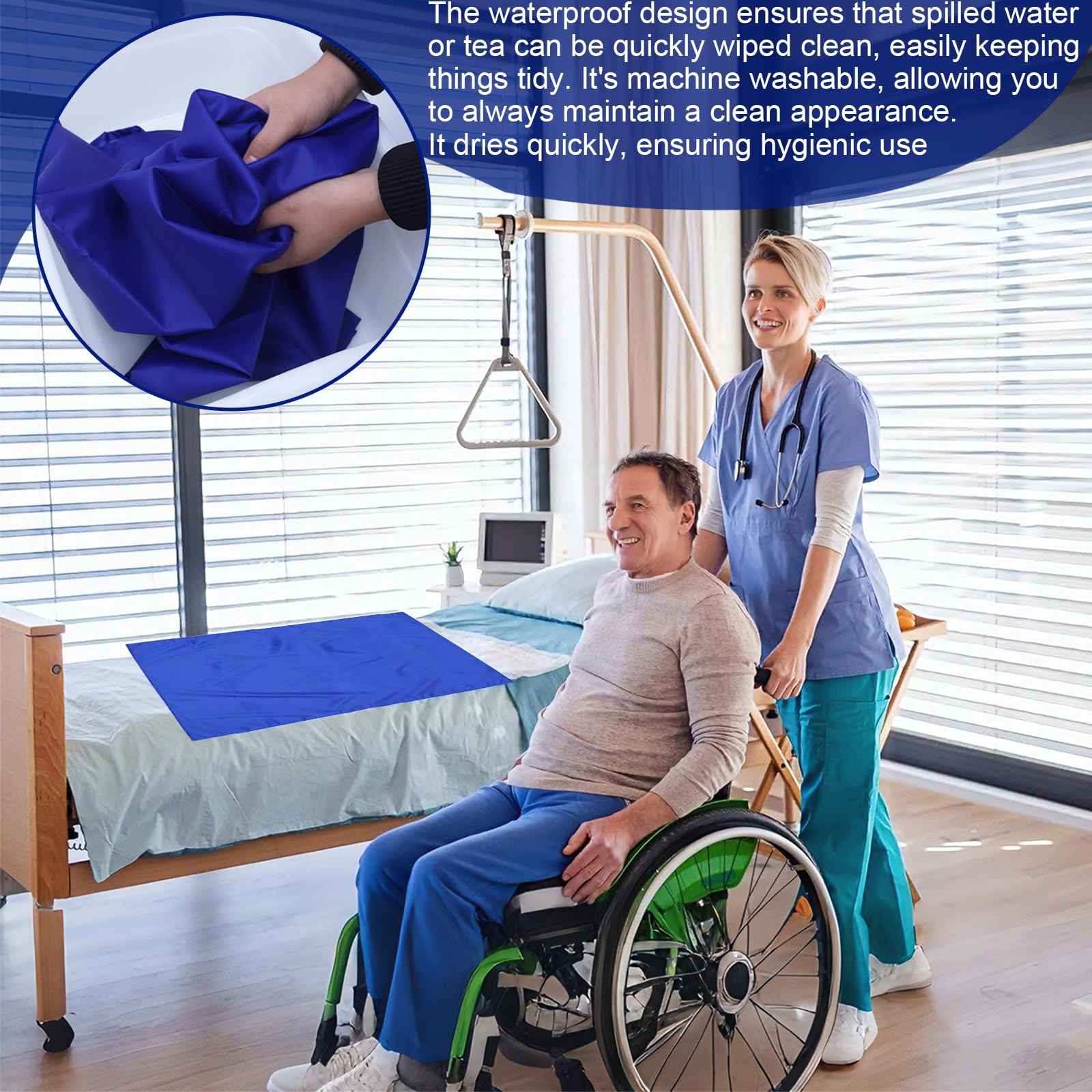 Telo Scivolante per Anziani 115x75 cm - Materiale Poliestere Resistente, Design Comodo per Facilitare Il Movimento, Antiscivolo e Facile da Pulire, Adatto per Letto, Sedia a Rotelle e Auto