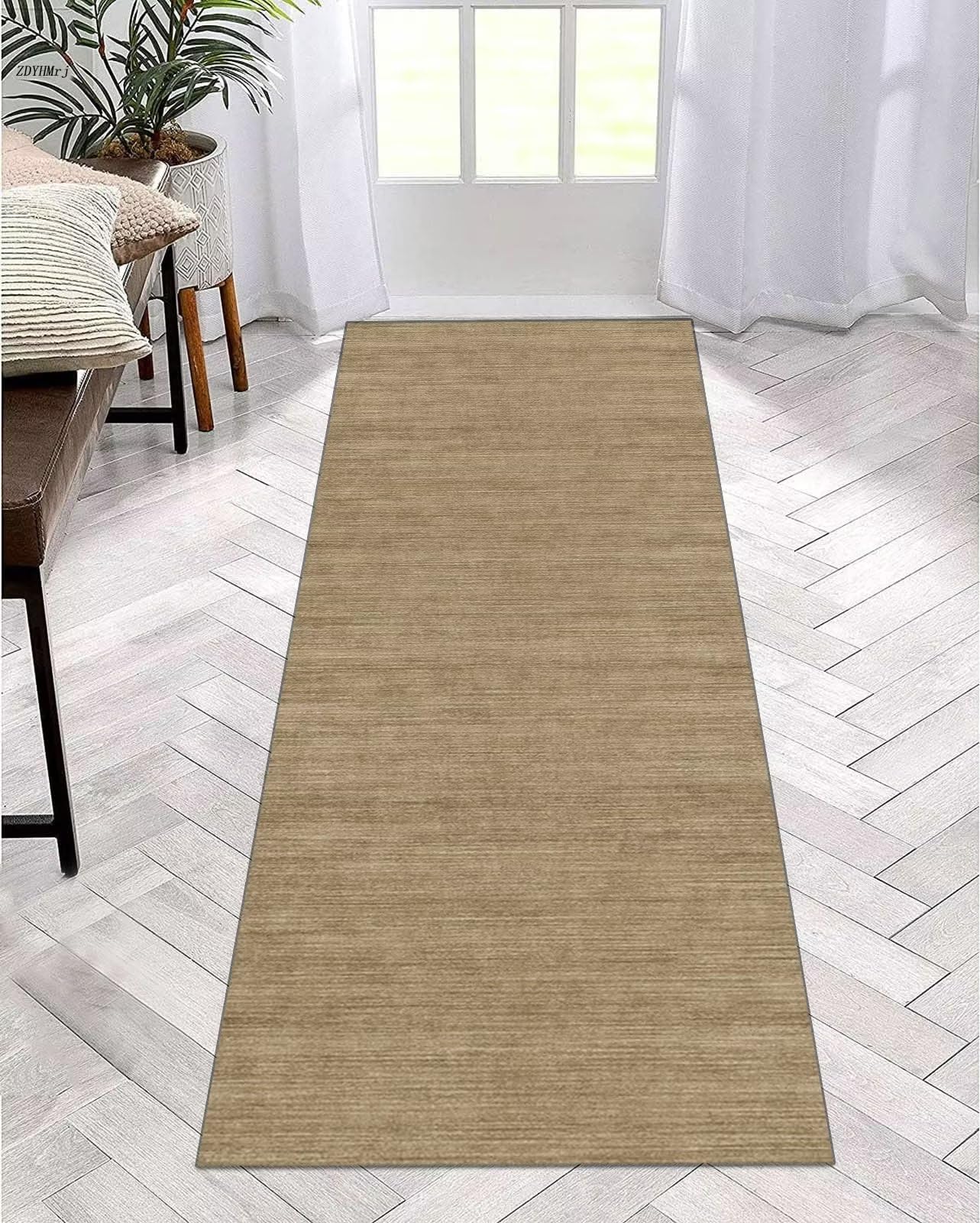 Tapis de couloir antidérapant marron 100x250 cm : fini les glissades sur le carrelage
