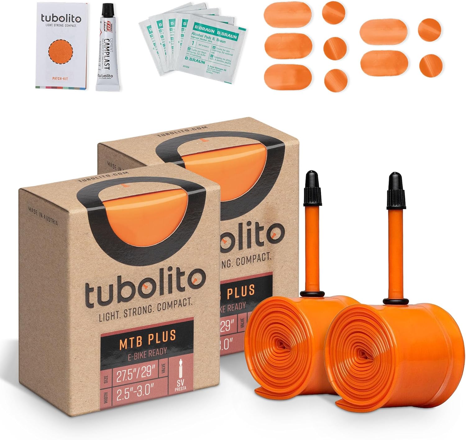 Tubolito MTB Plus 27.5"/29" x 2.5-3.0 Inch, 42mm Presta Valve | Meets E-MTB Standard | Preserves Leg Power and E-Bike Battery | 2X Puncture Protection