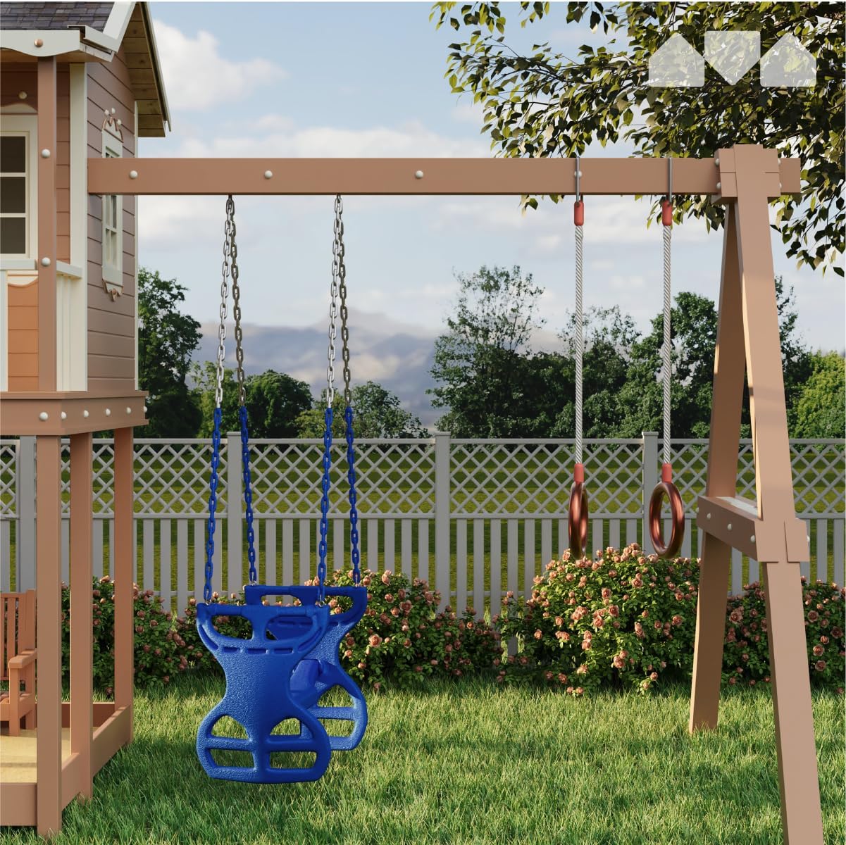 Milliard Glider Swing for Swingset, Swing Set Accessories, Back-to-Back Glider for Two Kids, Attachment Options Included (Blue)
