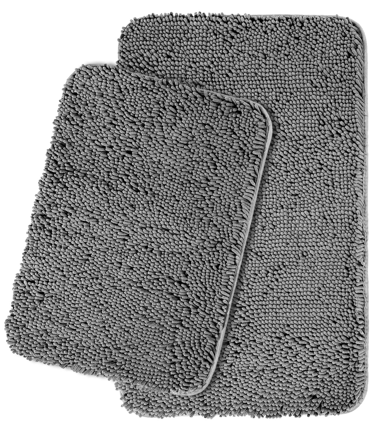 Yeaban Bathroom Rugs Sets 2 Piece,Thick Chenille Bath Mats,Absorbent and Washable Bath Rug Non-Slip, Extra Soft Rugs for Bathroom Floor,Tub,Shower and Sink(17"x24" and 20"x32",Dark Gray) โ image 1
