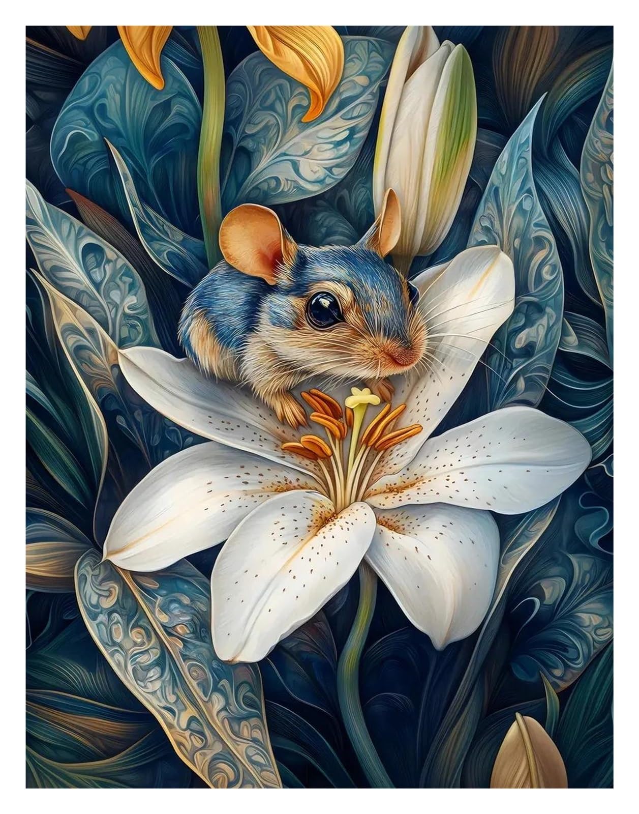 Xenite Q Wall Art Canvas Prints Cute Baby Animals In Leaves Posters Prints Vibrant Baby Owl Hedgehog Frog Nature Canvas Painting Wall Picture Home Bedroom Decor(,30X40cm)