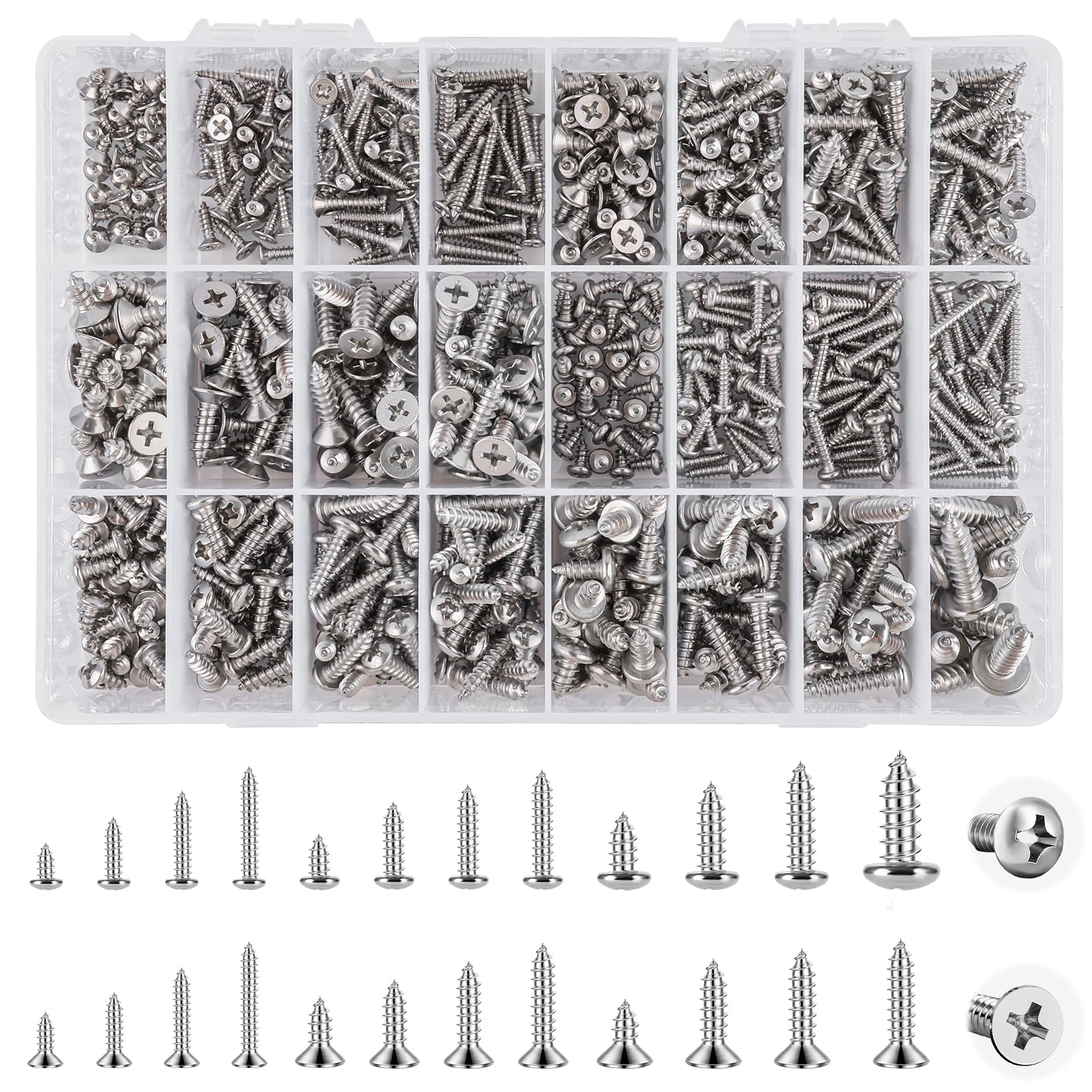 710 Stück Blechschrauben Set, 304 Edelstahl Schrauben Set So
