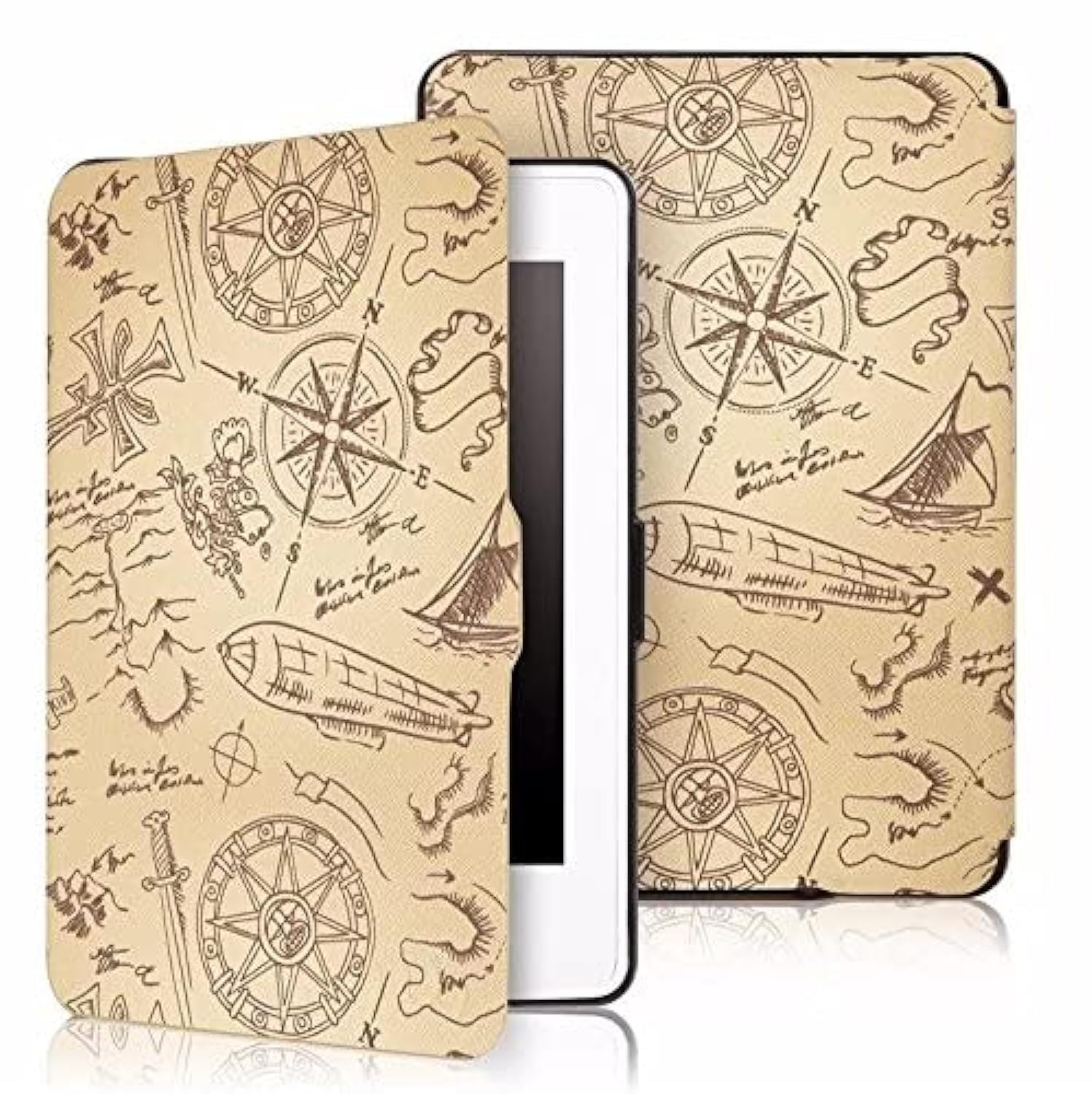 SwooK Classic Printed Magnetic Flip Cover Case for 6.8" Kindle Paperwhite 11 11th Generation 2021 / Kindle Paperwhite Signature Edition Soft Back Flip Cover Case (Adventure)