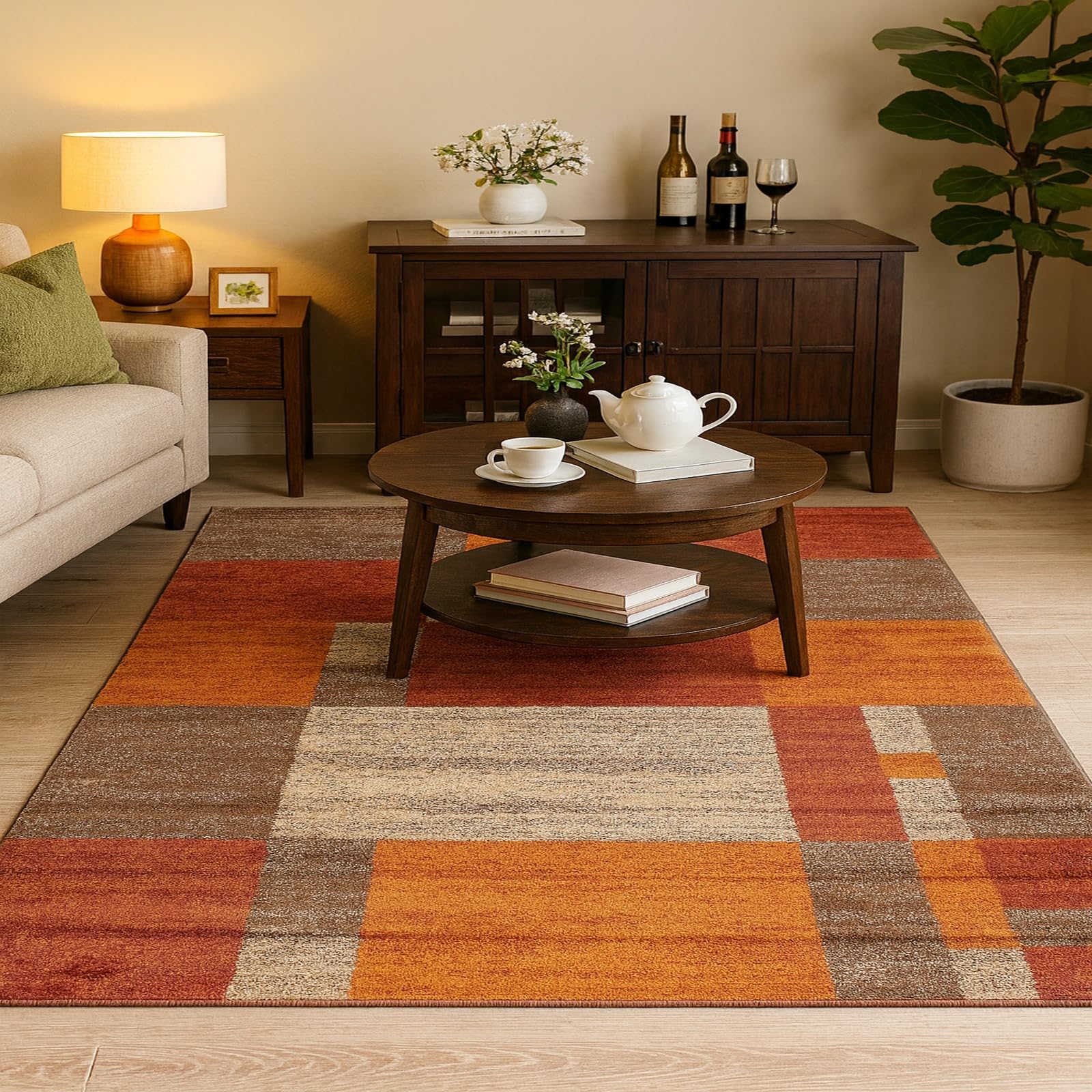 Tapis antidérapant 180x230cm à poils ras pour salon moderne