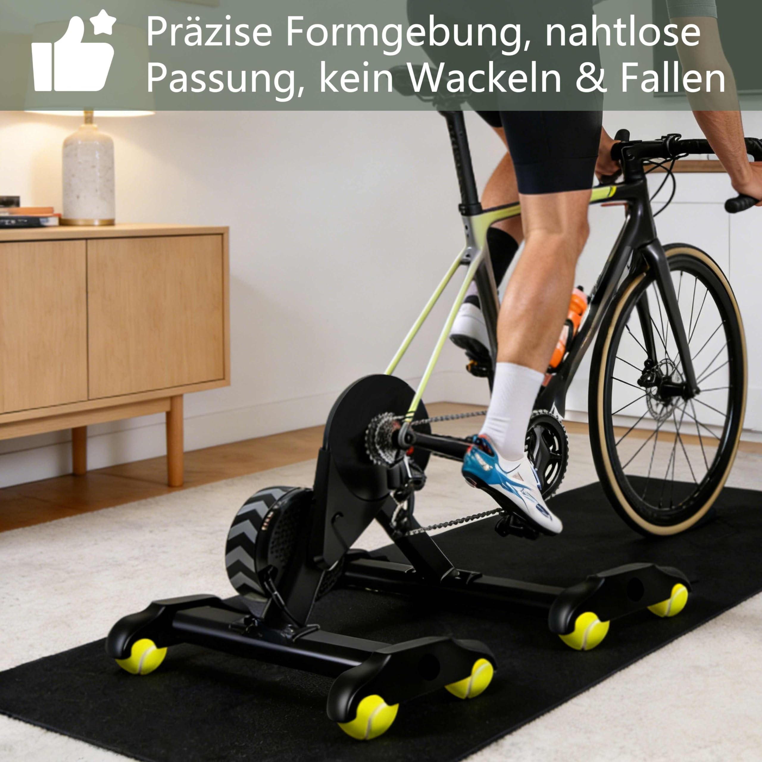 4 Stück Rocker Plate Füße mit 8 Tennisbällen, Snap Rocker Feet Adapter, Geräuschdämpfende Wippplatten Zubehör kompatibel mit Wahoo Kickr Core 2 Indoor Fahrradtrainer