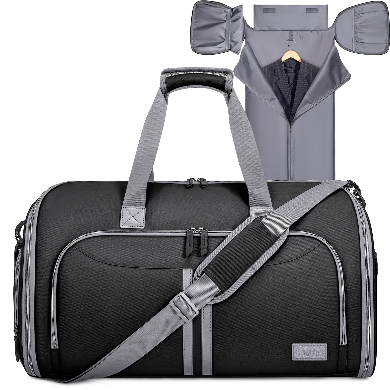 BALEINE Convertible Travel Garment Bag, Travel Suit Bag for Men, 2 in 1 Carry on Garment Bag for Hanging Clothes, Garment Duffel Bag for Travel
