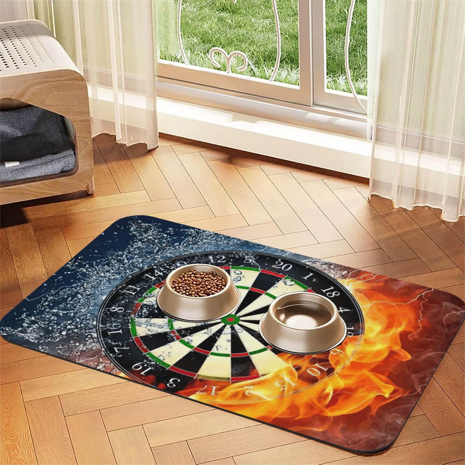 Tapis d'alimentation pour chiens et chats en cuir PU absorbant motif cible 40x60cm
