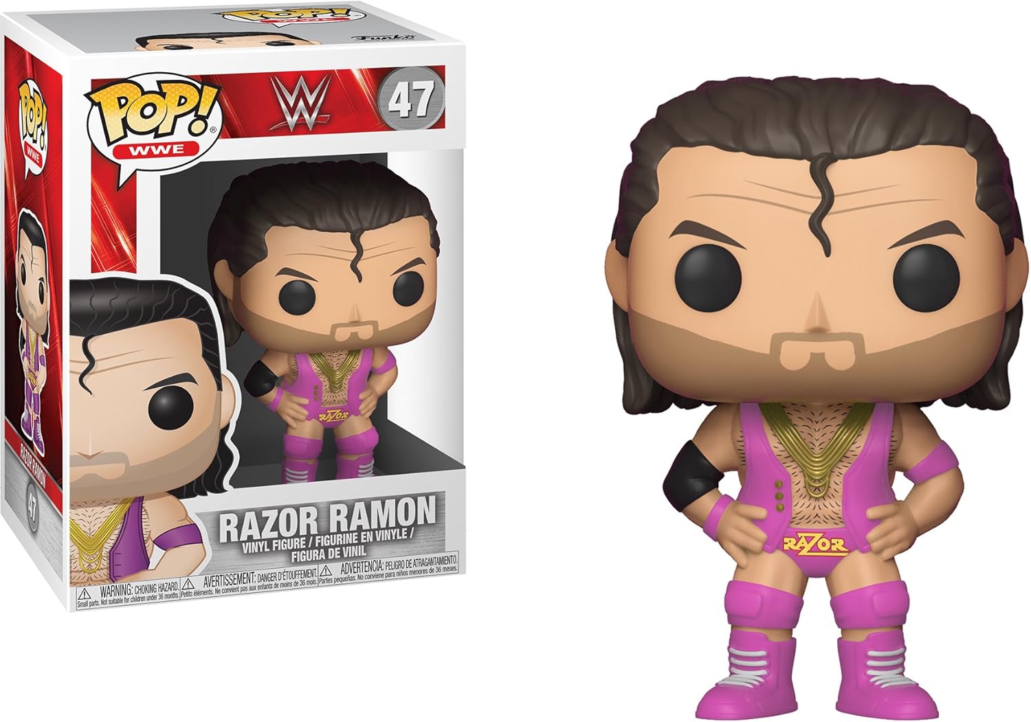 Funko Razor Ramon: WWE x POP! WWE Vinyl Figure & 1 PET Plastic Graphical Protector Bundle [#047/24825 - B]