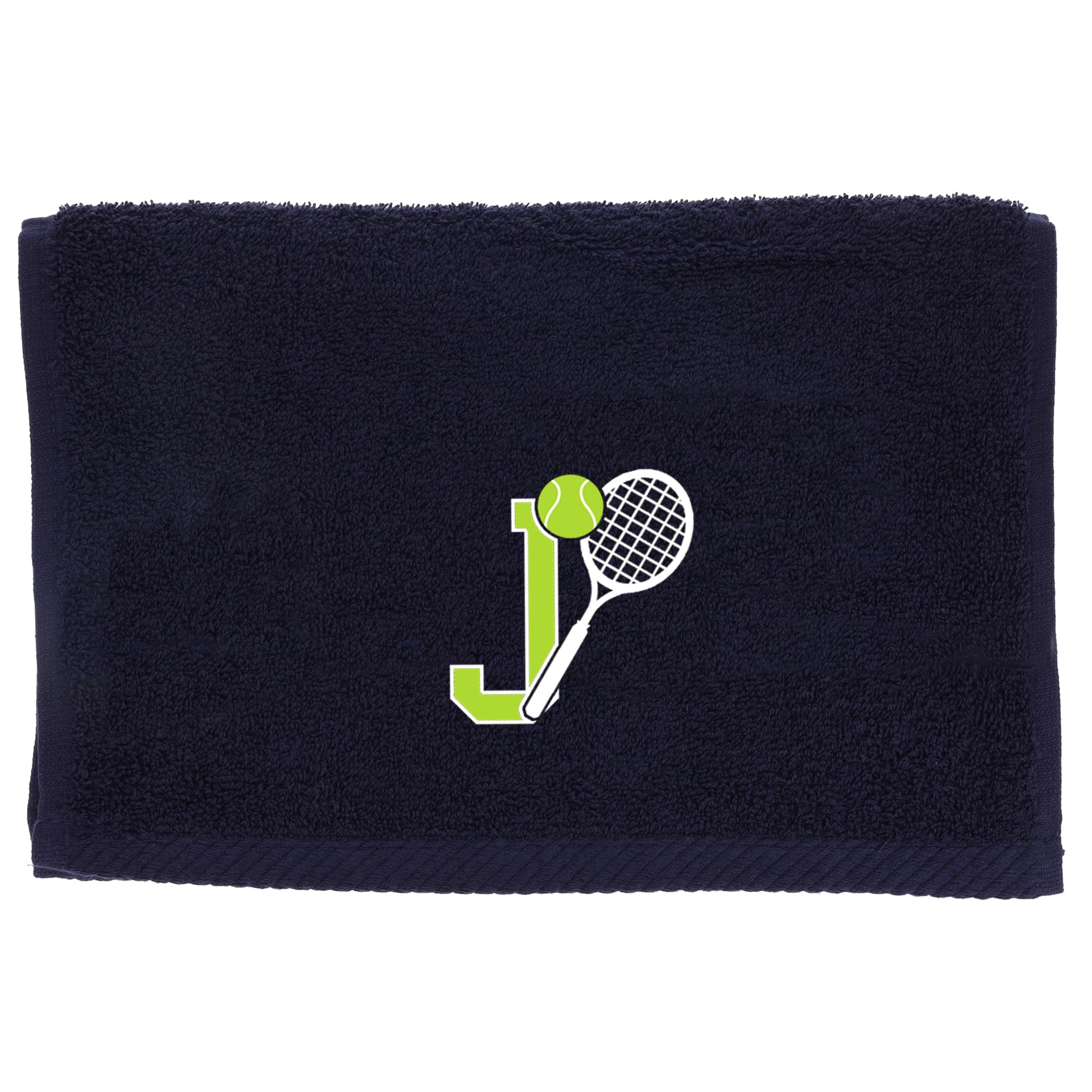 Always Looking Good Tennis Towel with Monogrammed Embroidery Initial Gift for Men & Women, Training Accessory Gift, Gym Towel Present for Tennis Players Birthday, Retirement, Christmas - Navy, J