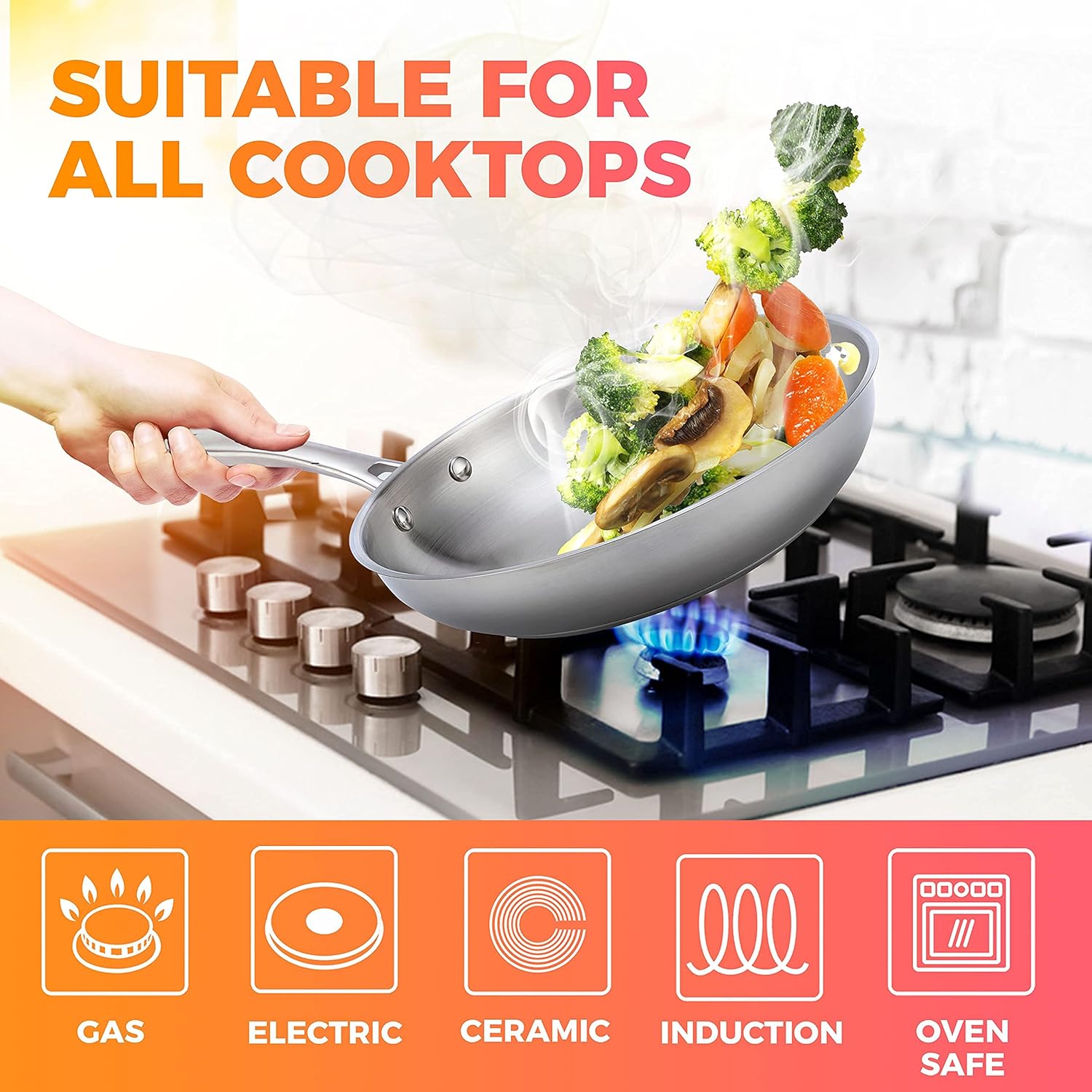 Mueller Pots and Pans Set 11-Piece, Ultra-Clad Pro Stainless Steel Cookware Set, Ergonomic and EverCool Stainless Steel Handle, Includes Saucepans, Skillets, Stockpot, Saute Pan, Steamer: Home & Kitchen