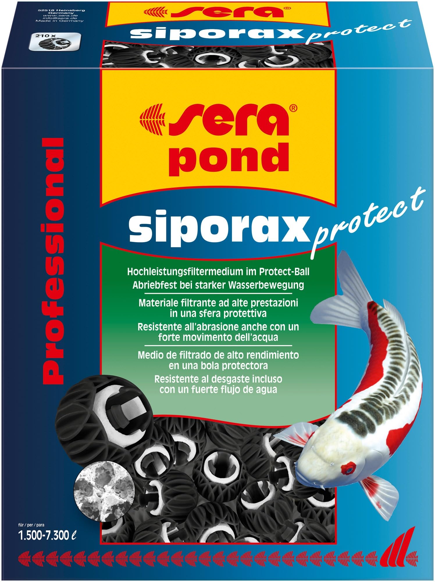 Sera Siporax Pond Protect Professional, Materiale Filtrante ad Alta Prestazione, 10L, per Filtri da Laghetto